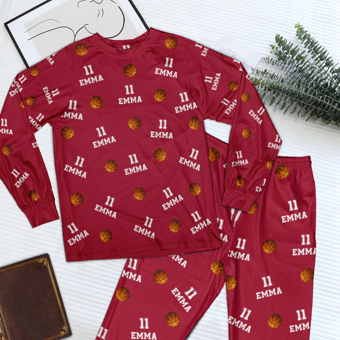Basketball Custom Name, Number - Personalized Pajama Set - Image 3