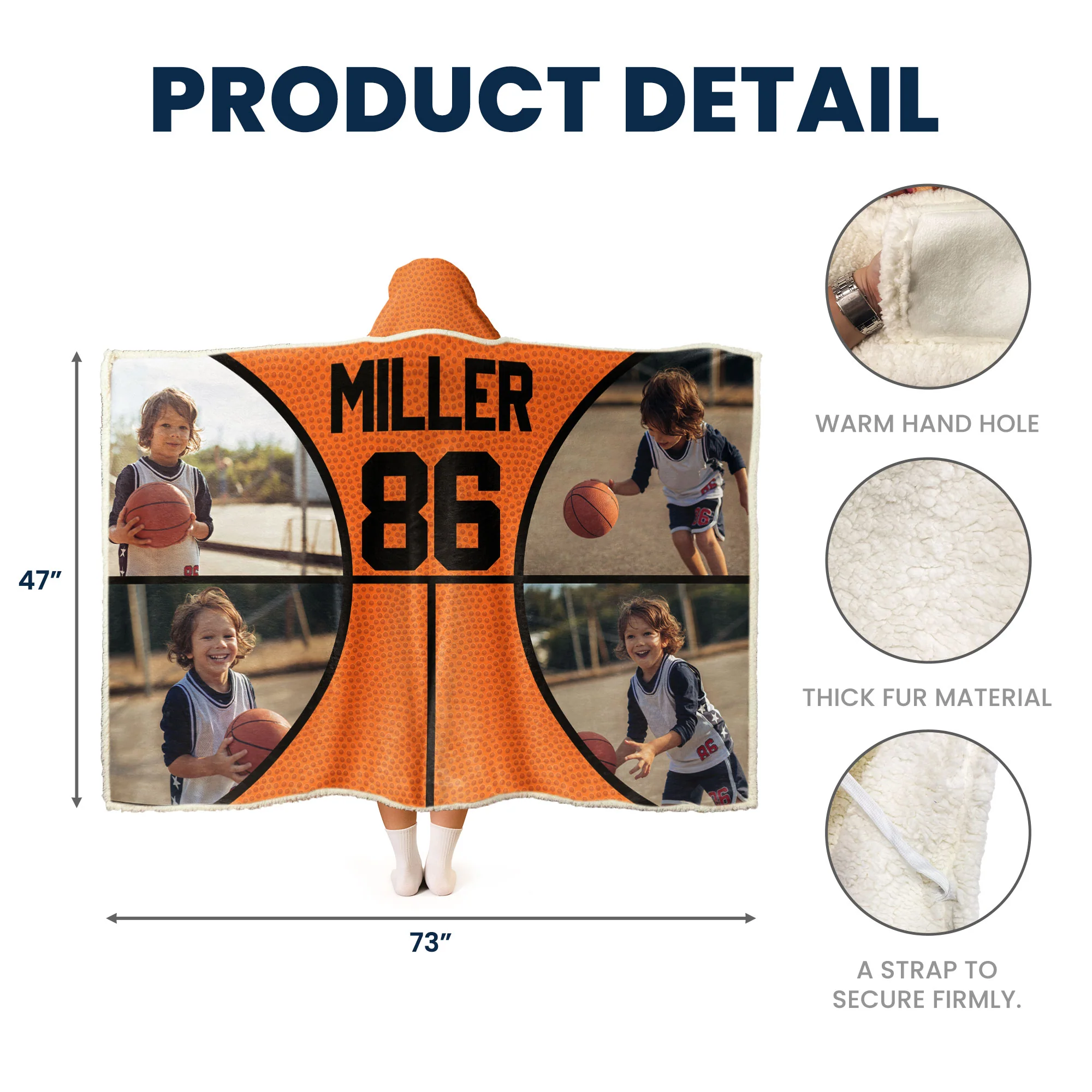 Basketball Lovers Gift For Son, Daughter - Personalized Photo Wearable Blanket Hoodie - Image 5