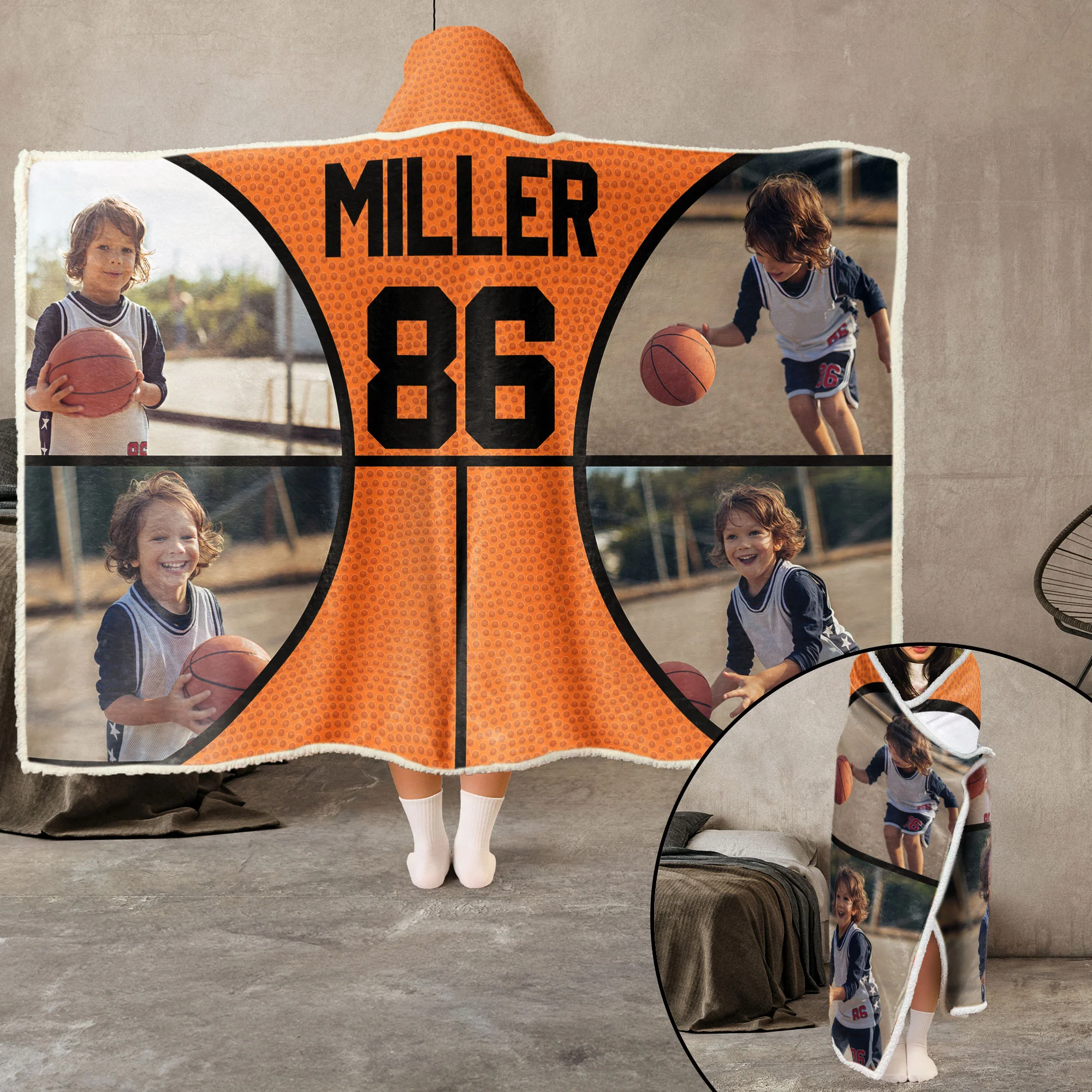 Basketball Lovers Gift For Son, Daughter - Personalized Photo Wearable Blanket Hoodie - Image 6