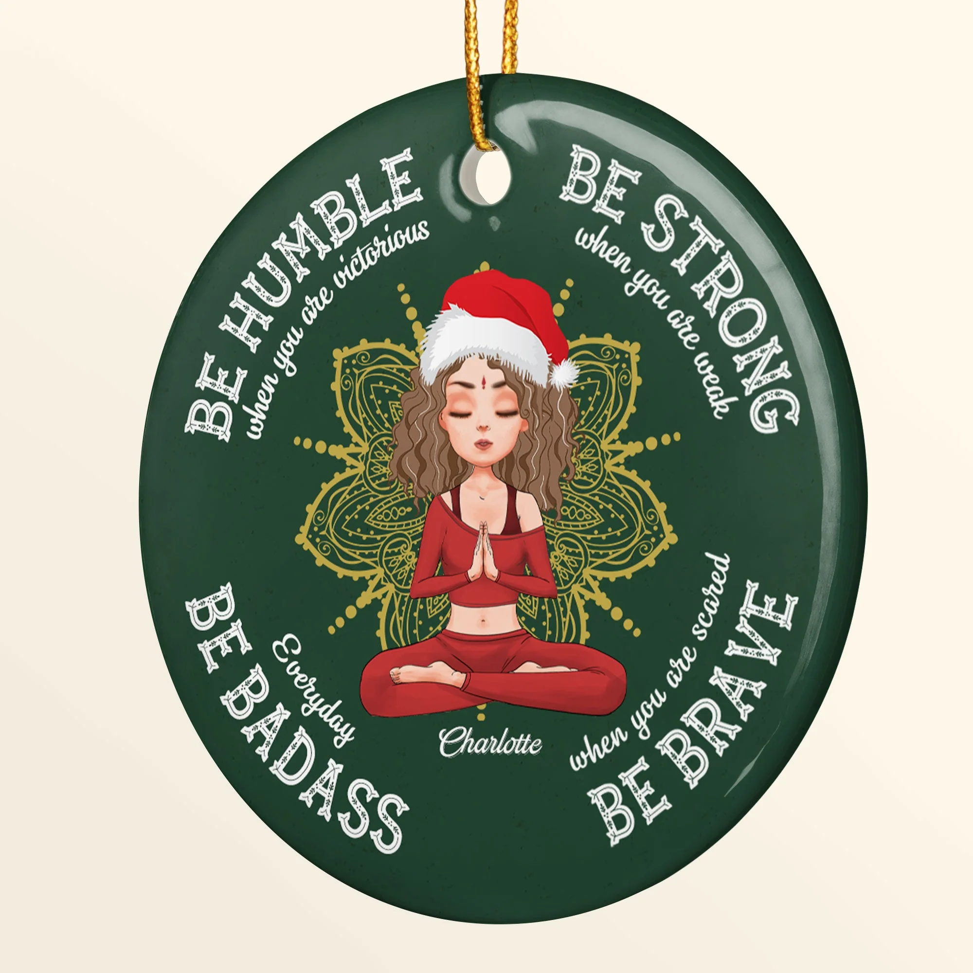 Be Humble Be Badass - Personalized Ceramic Ornament - Christmas Gift For Yoga Lover - Image 2