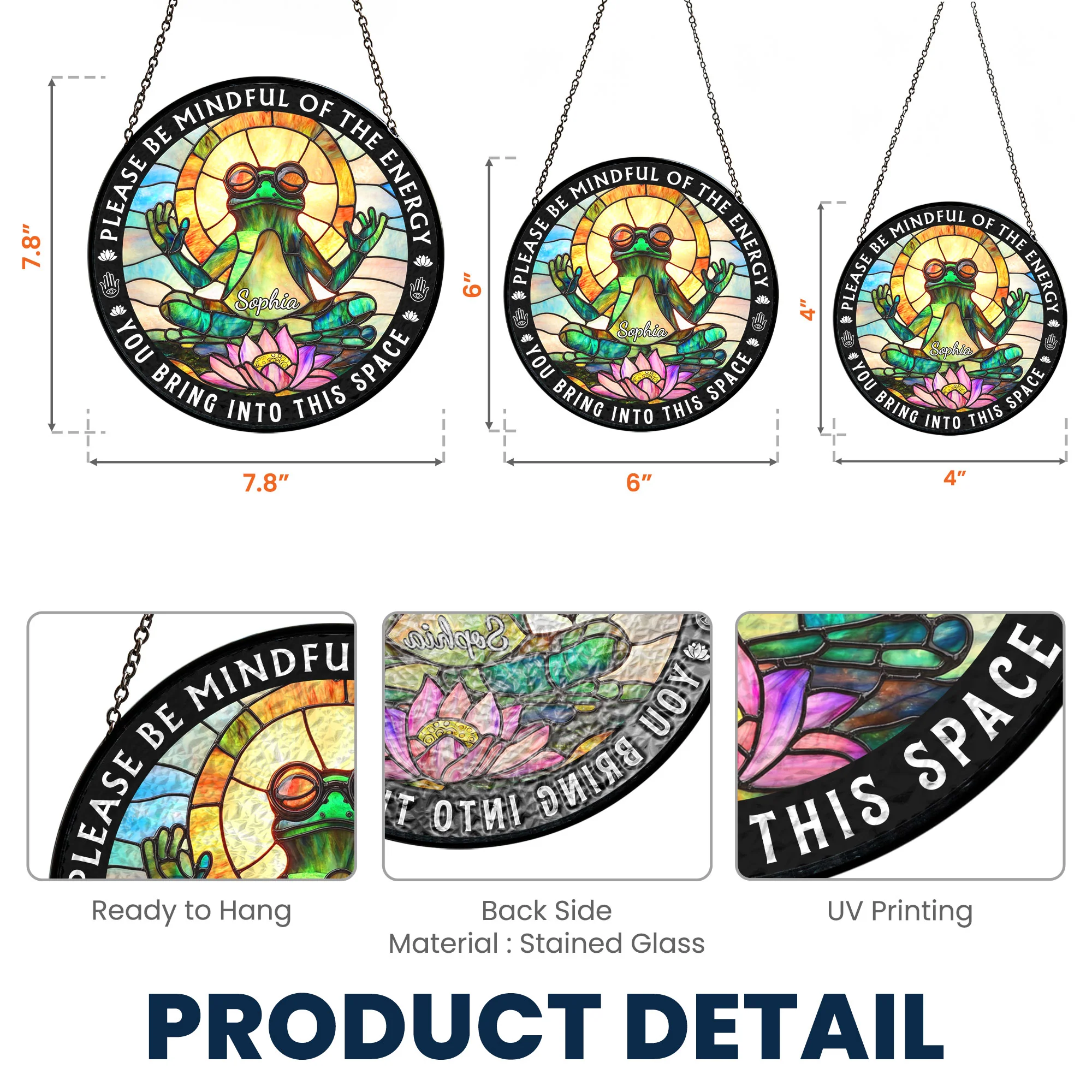 Be Mindful Of The Energy - Personalized Stained Glass Window Hanging Suncatcher - Image 5