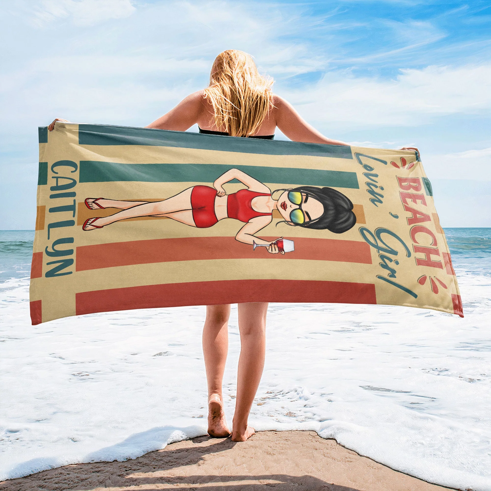 Beach Lovin Girl - Personalized Beach Towel - Image 5