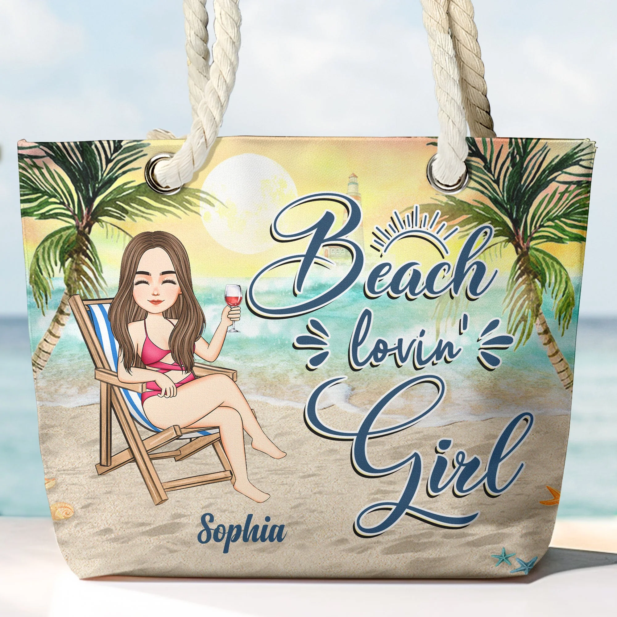 Beach Lovin' Girl - Personalized Beach Bag - Image 2