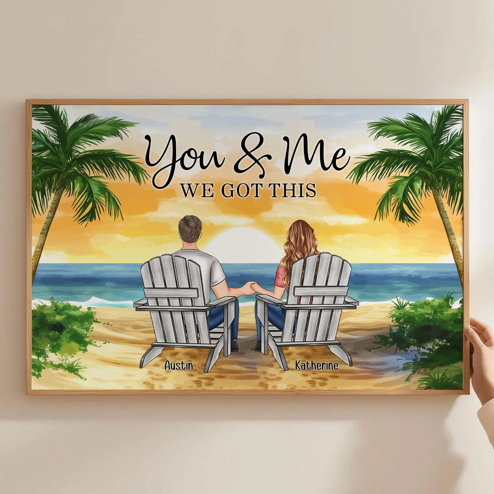 Beach Scene Palm Trees You & Me We Got This - Personalized Poster - Image 3