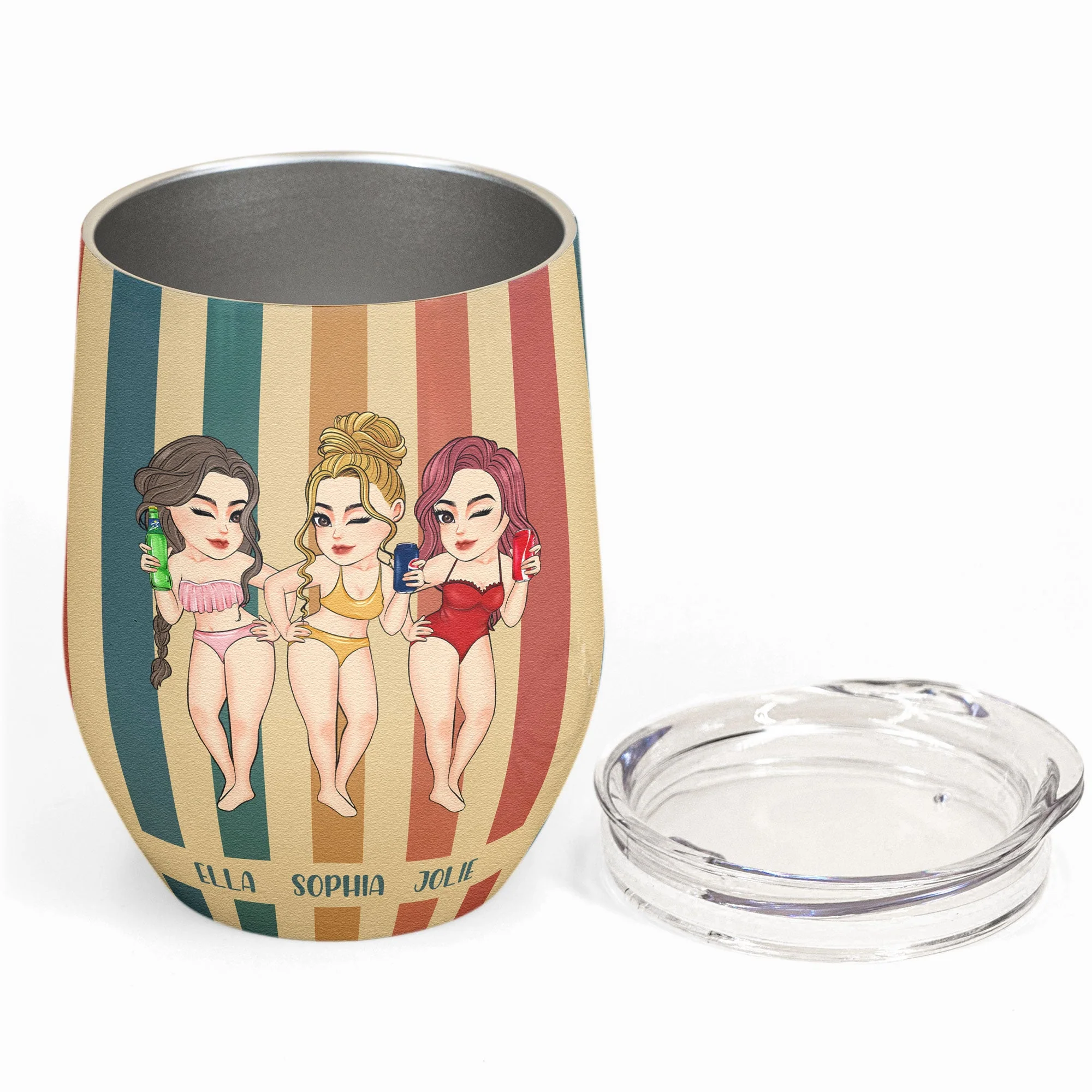 Beaches Booze & Besties - Personalized Wine Tumbler - Image 2