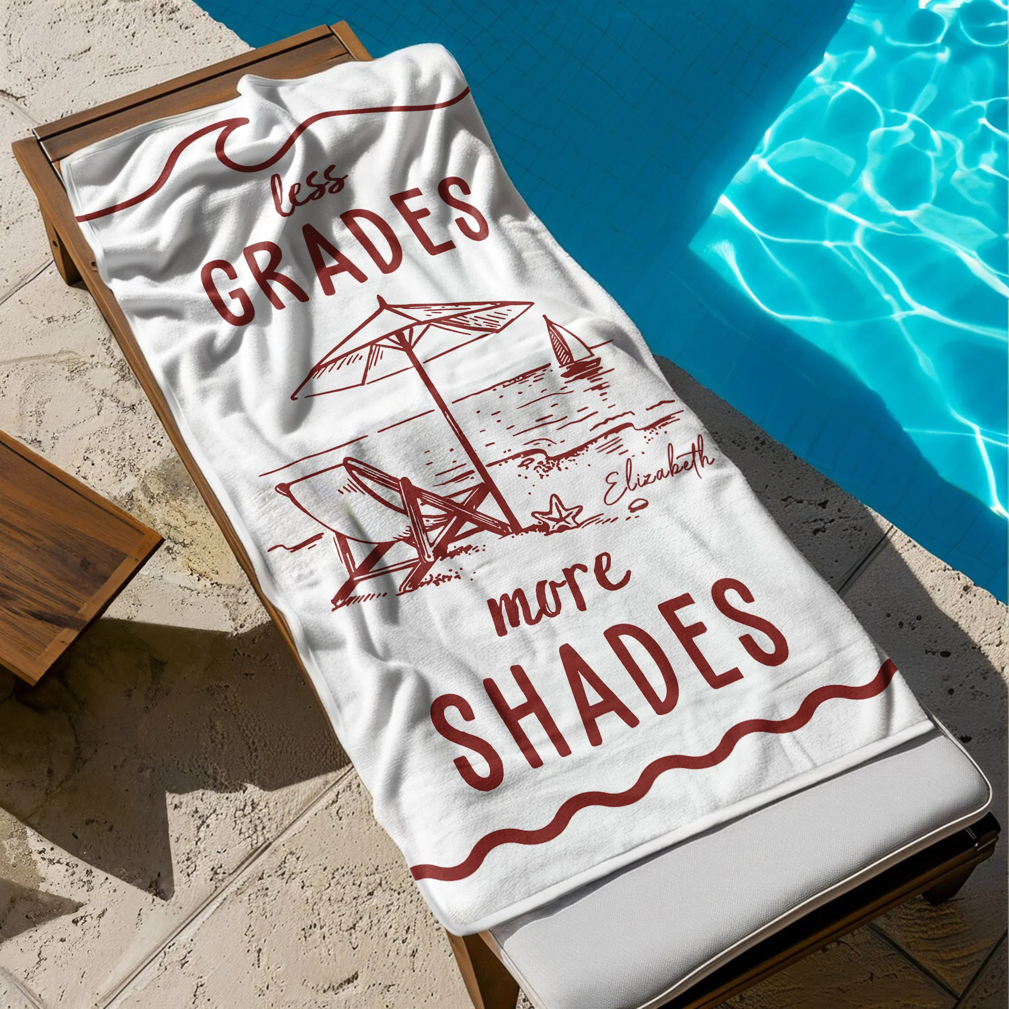 Beaching Not Teaching End Of Year Gift - Personalized Beach Towel - Image 3