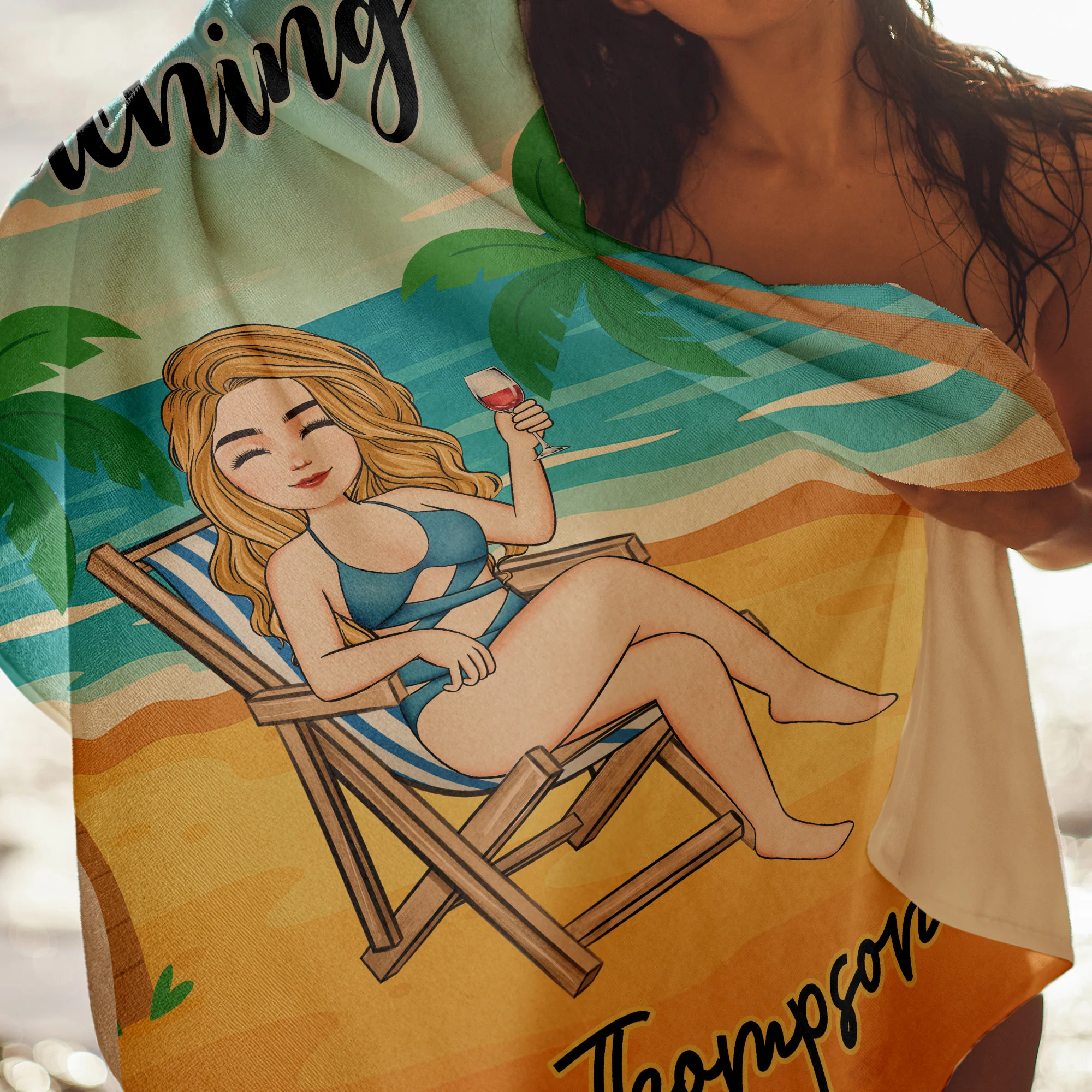 Beaching Not Teaching Teacher Summer Vibes - Personalized Quick-Dry Beach Towel - Image 7