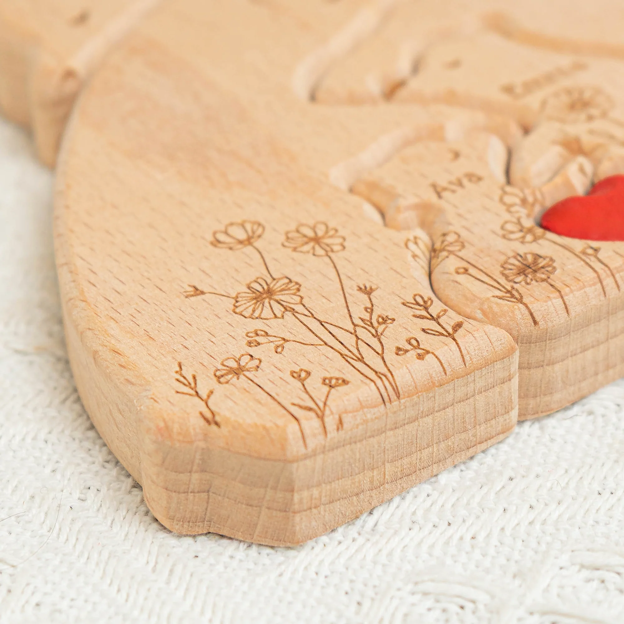 Bear Family Custom Name Floral Version - Personalized Wooden Bear Family Puzzle - Image 5