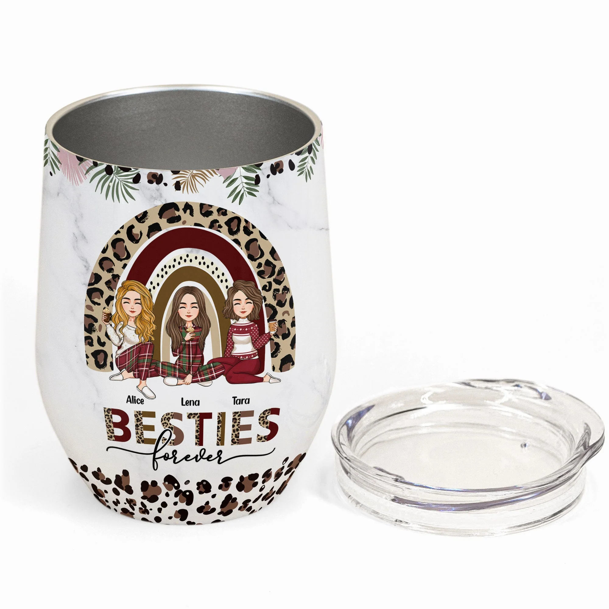 Beautiful Besties Here's To Another Year Of Bonding Over Alcohol - Personalized Wine Tumbler - Christmas Gift For Besties, BFF, Sisters, Sistas - Image 2
