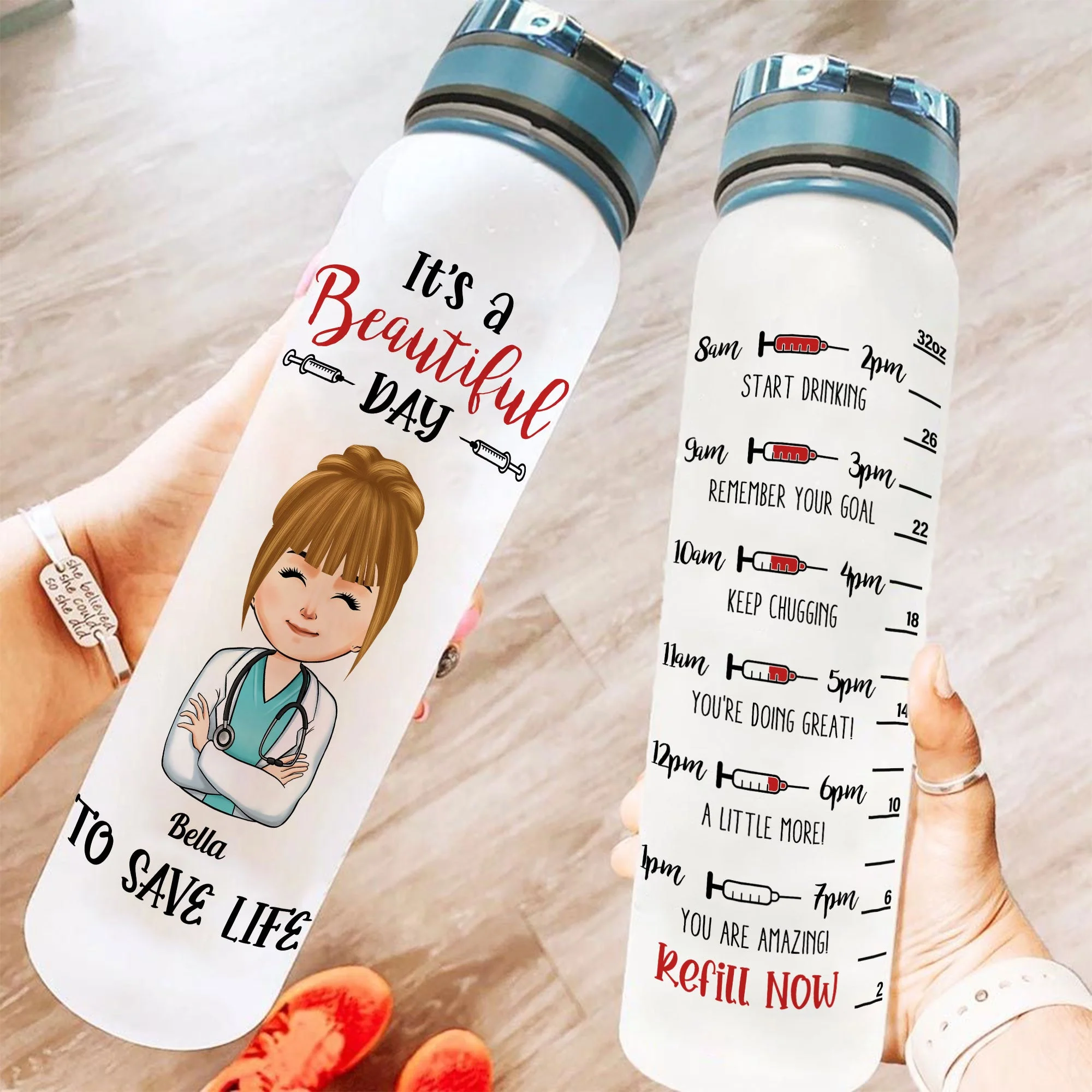 Beautiful Day To Save Life - Personalized Water Tracker Bottle - Image 2