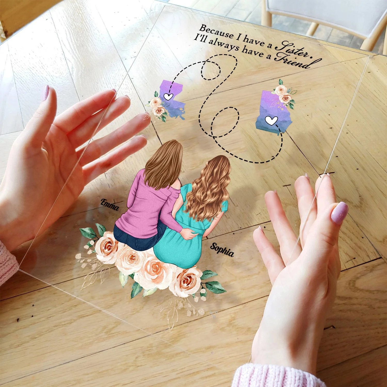 Because I Have A Sister I'll Always Have A Friend - Personalized Acrylic Plaque - Birthday Gift For Sisters, Soul Sisters, Sistas - Image 3