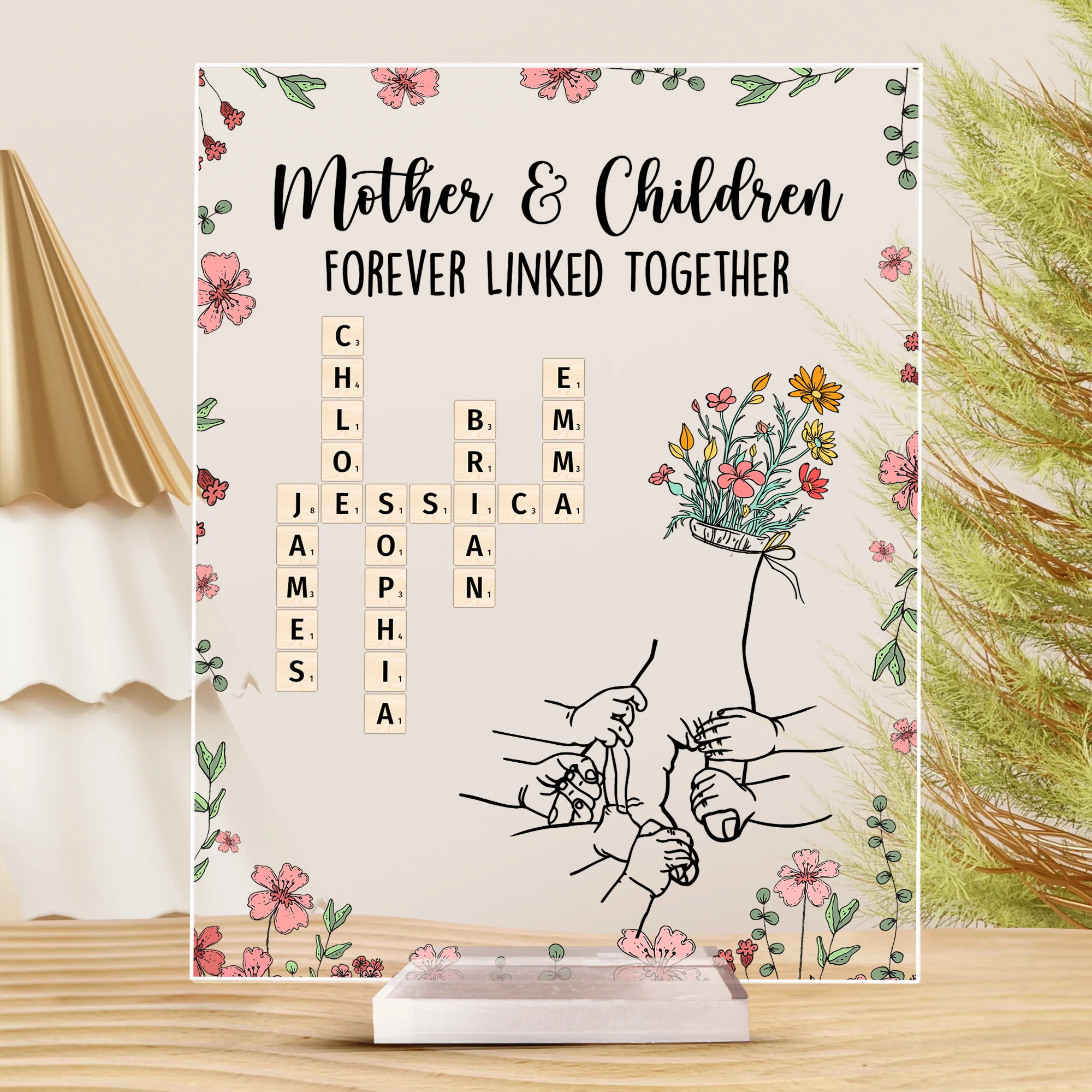 Because Of Mom, Name Scrabble Style - Personalized Acrylic Plaque - Image 5