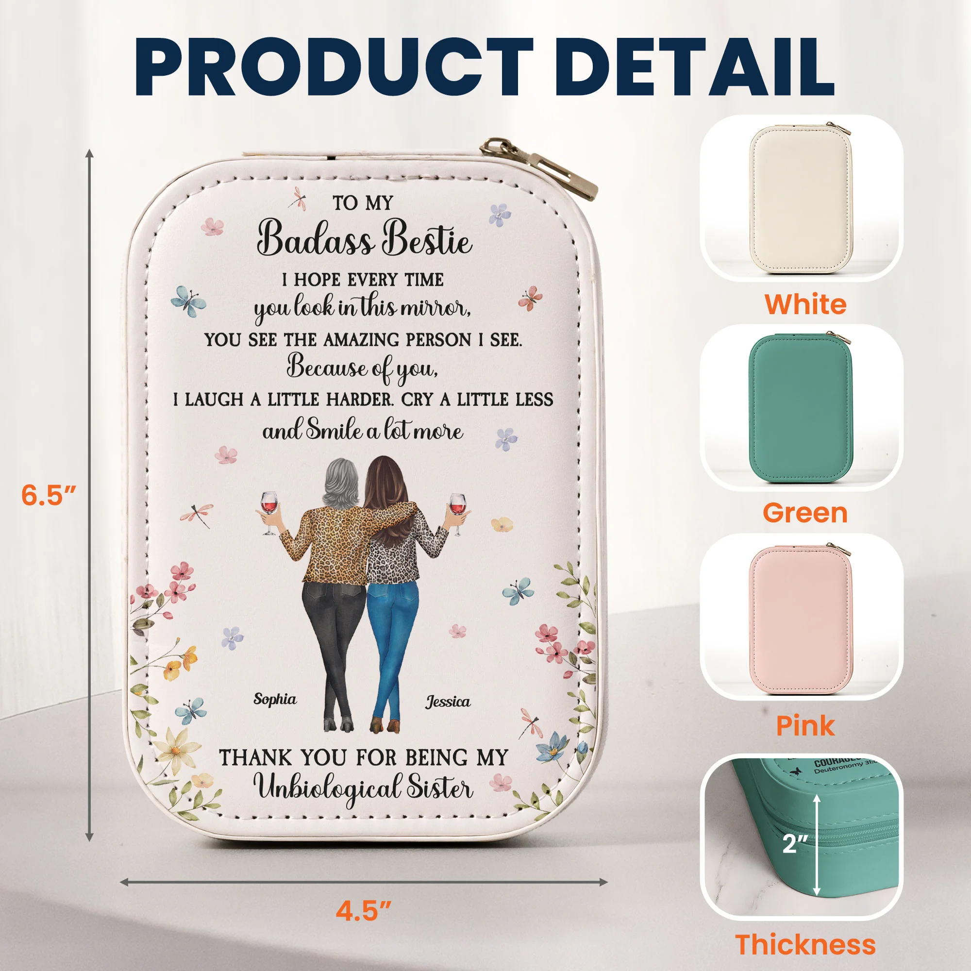 Because Of You I Laugh A Little Harder Cry A Little Less & Smile A Lot More - Custom Makeup Box With LED Mirror - Image 7