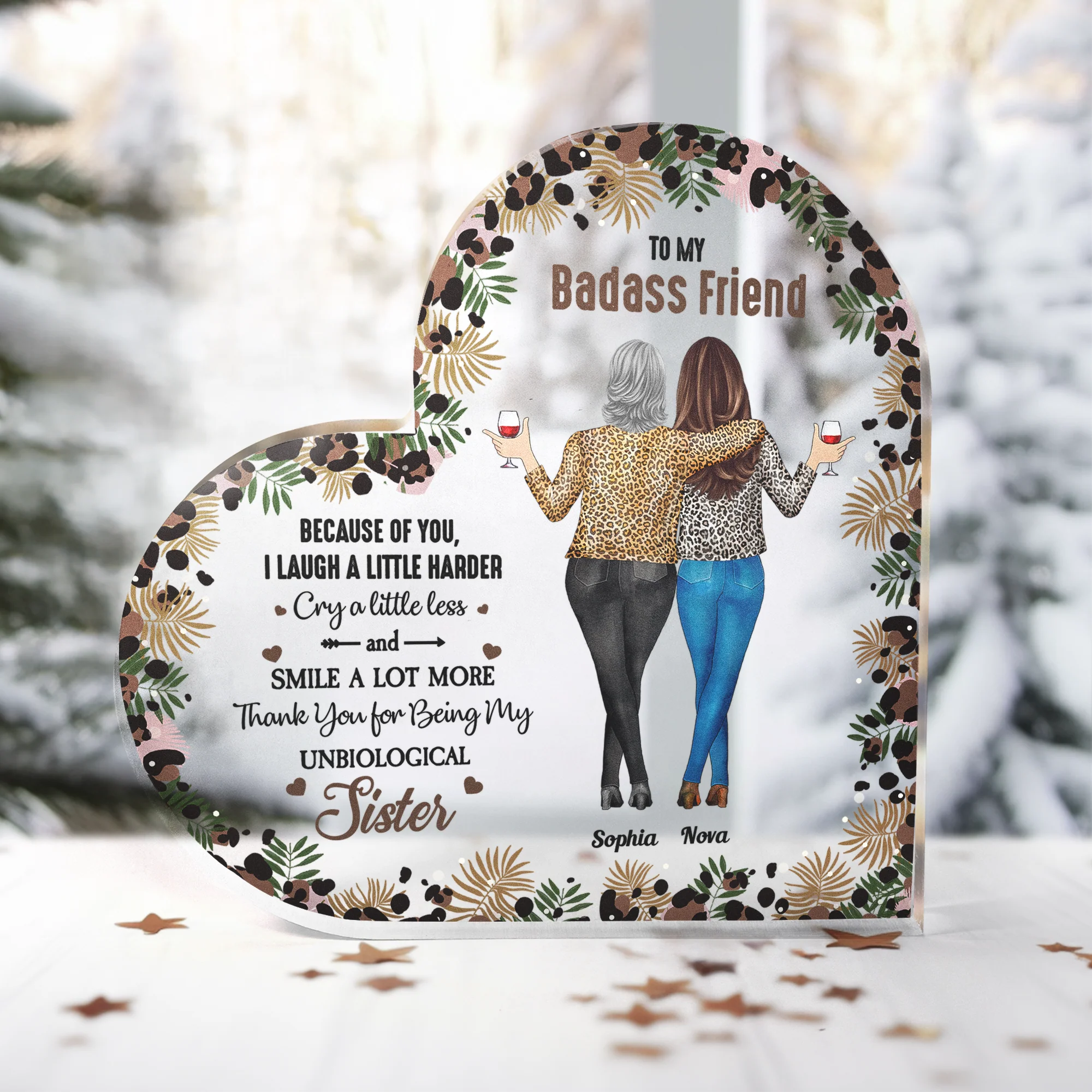 Because Of You I Laugh A Little Harder Friendship - Personalized Acrylic Plaque - Image 3