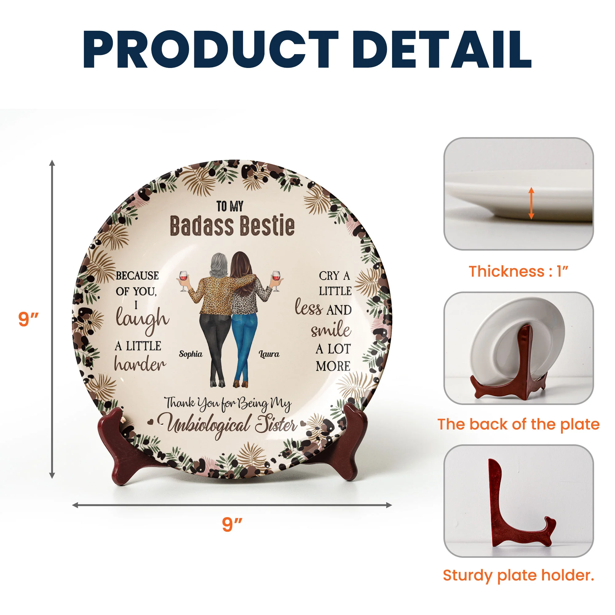 Because Of You, I Laugh A Little Harder - Personalized Ceramic Plate - Image 5