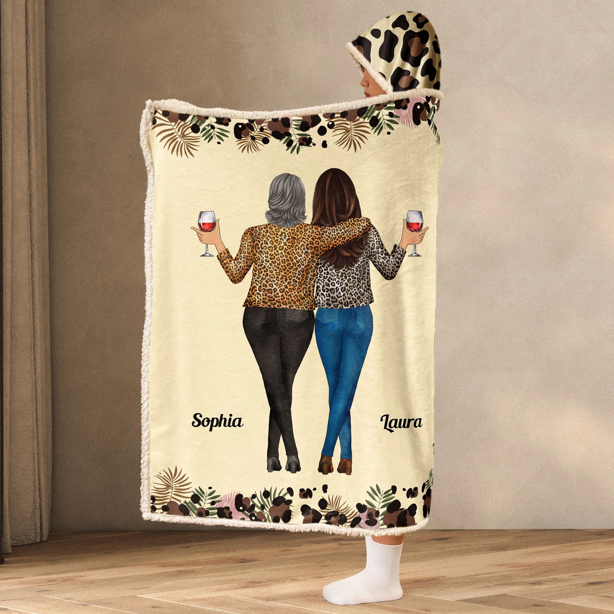 Because Of You, I Laugh A Little Harder - Personalized Wearable Blanket Hoodie - Image 3