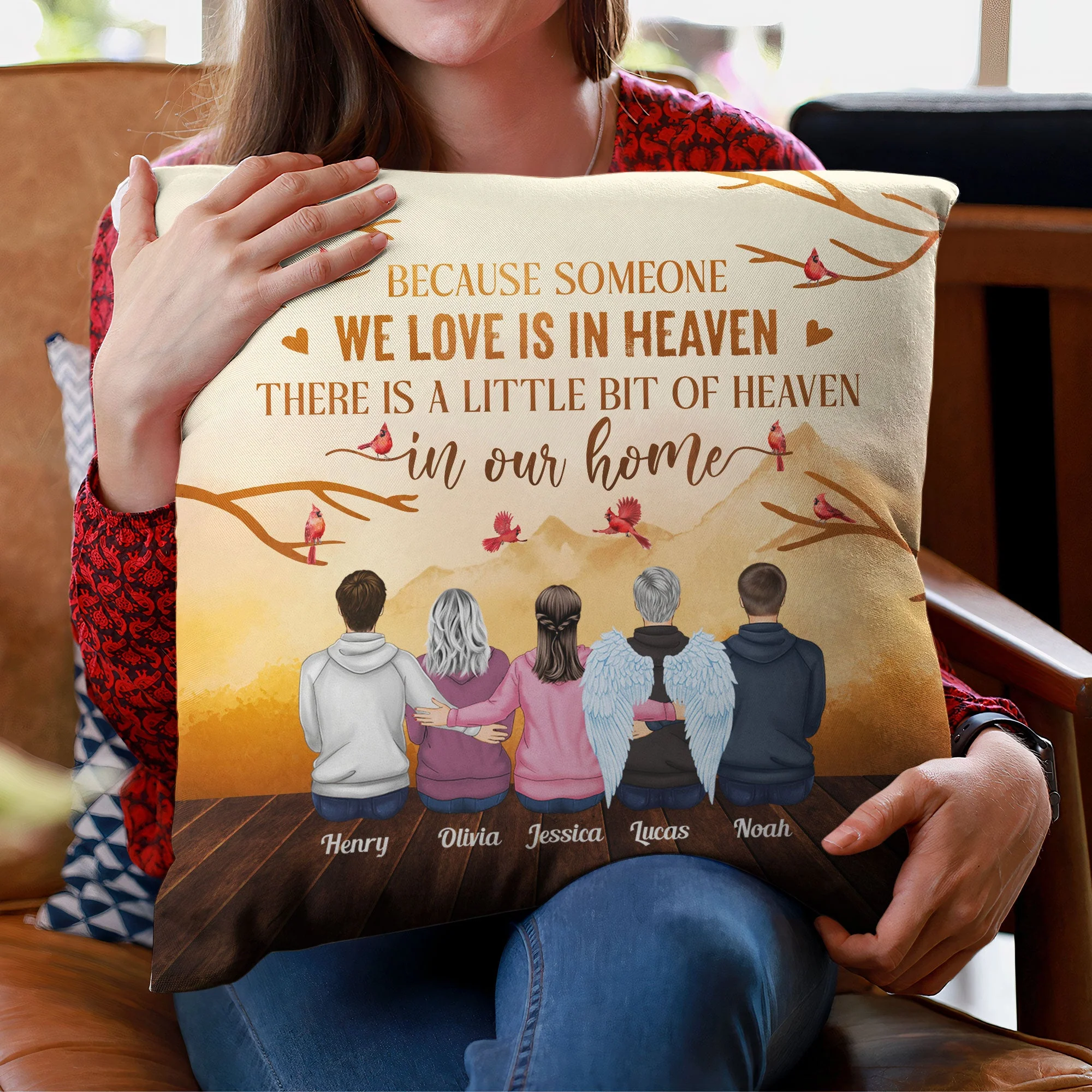 Because Someone We Love Is In Heaven - Personalized Pillow (Insert Included) - Memorial Gift For Family Members, Remembrance - Image 3