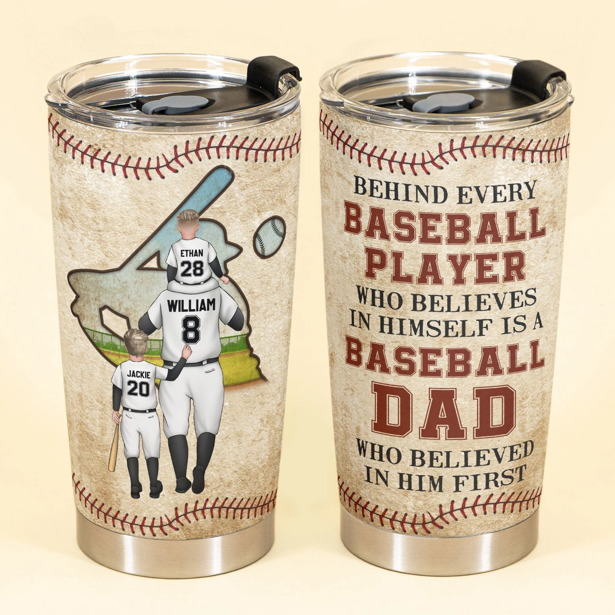 Behind Every Baseball Player - Personalized Tumbler Cup - Image 2