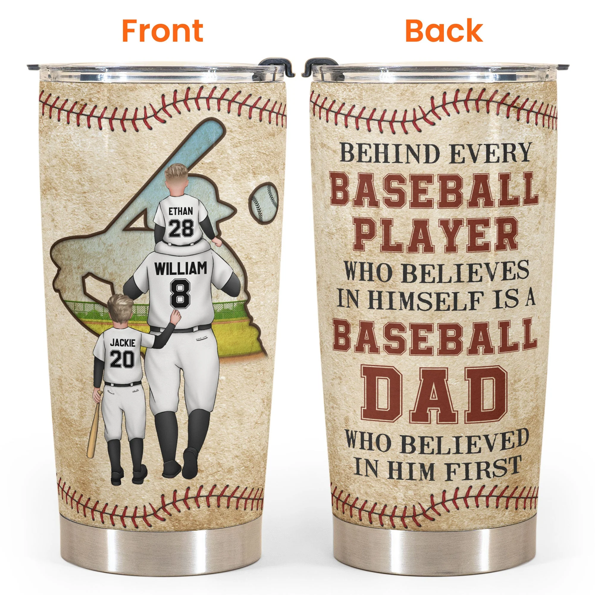 Behind Every Baseball Player - Personalized Tumbler Cup - Image 4