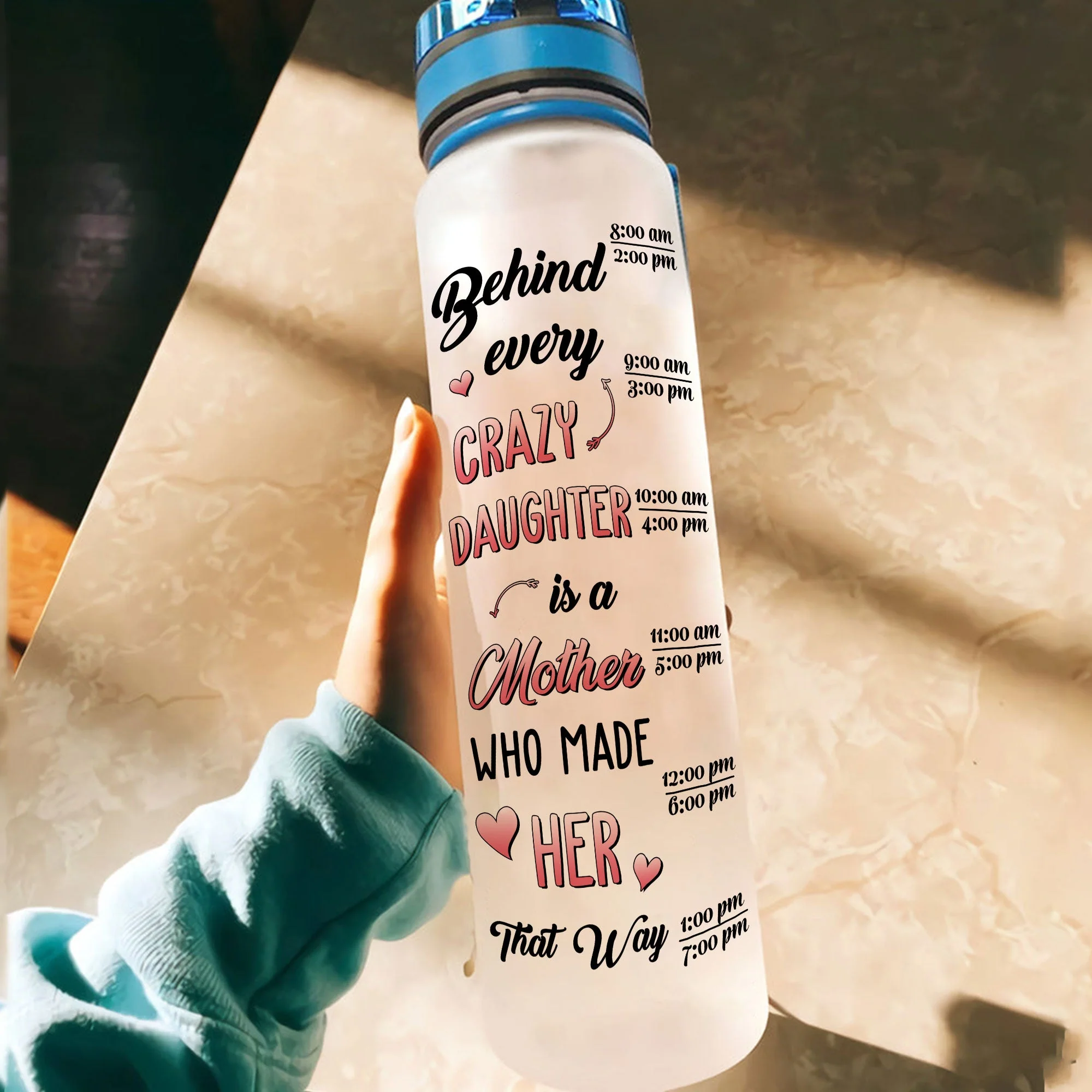 Behind Every Crazy Daughter Is A Mom - Personalized Water Tracker Bottle - Mother's Day - Gift For Mom, Mother - Image 2
