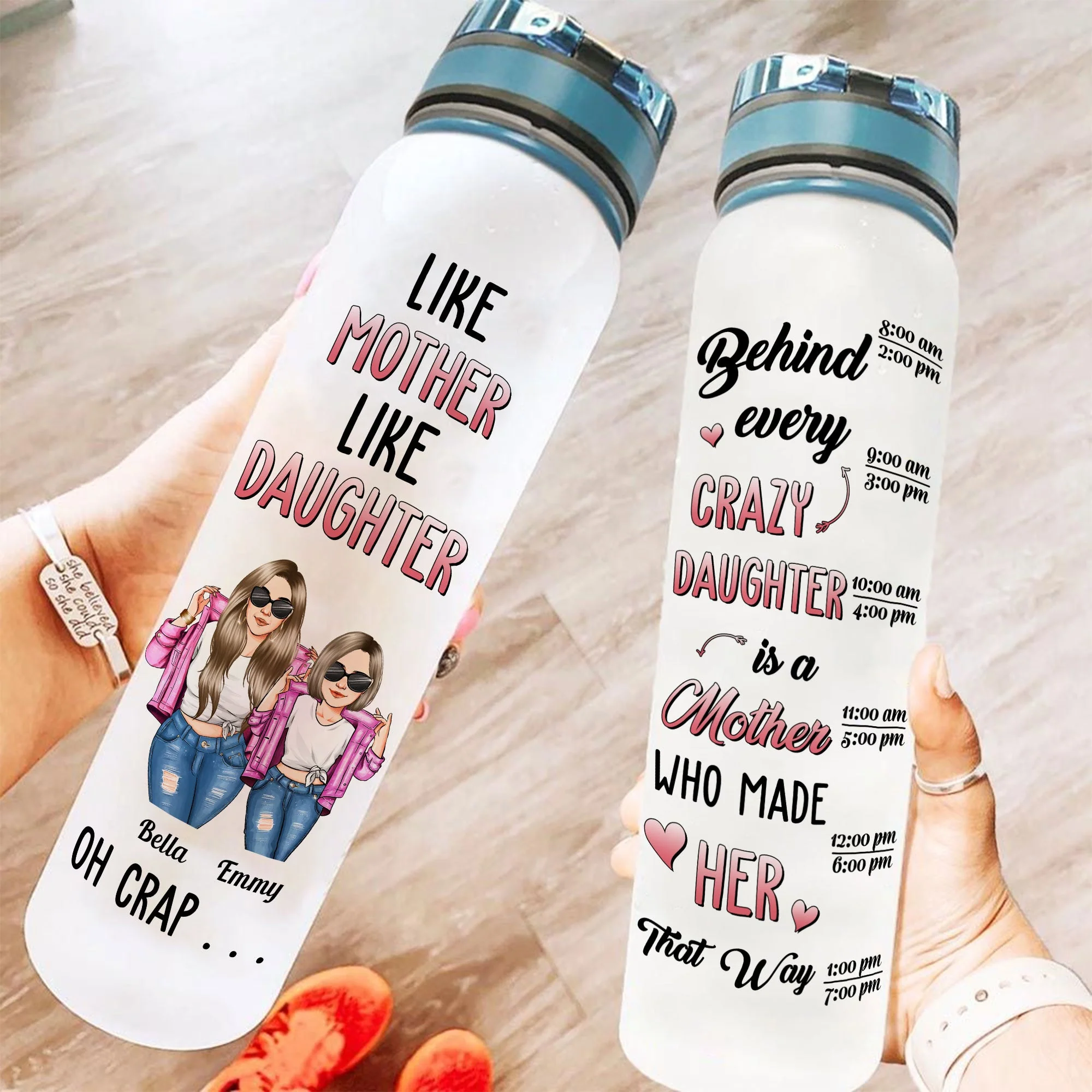 Behind Every Crazy Daughter Is A Mom - Personalized Water Tracker Bottle - Mother's Day - Gift For Mom, Mother - Image 3