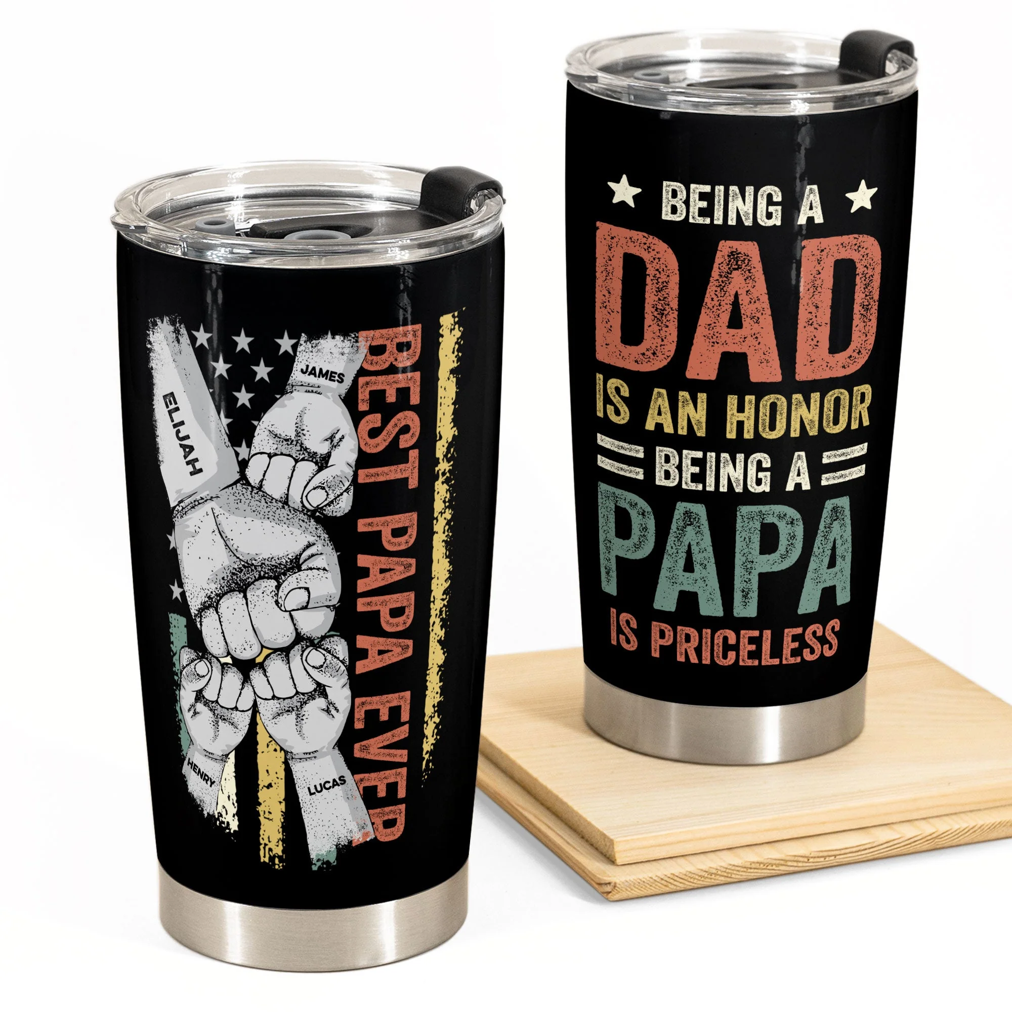 Being Papa Is Priceless - Personalized Tumbler Cup - Image 2