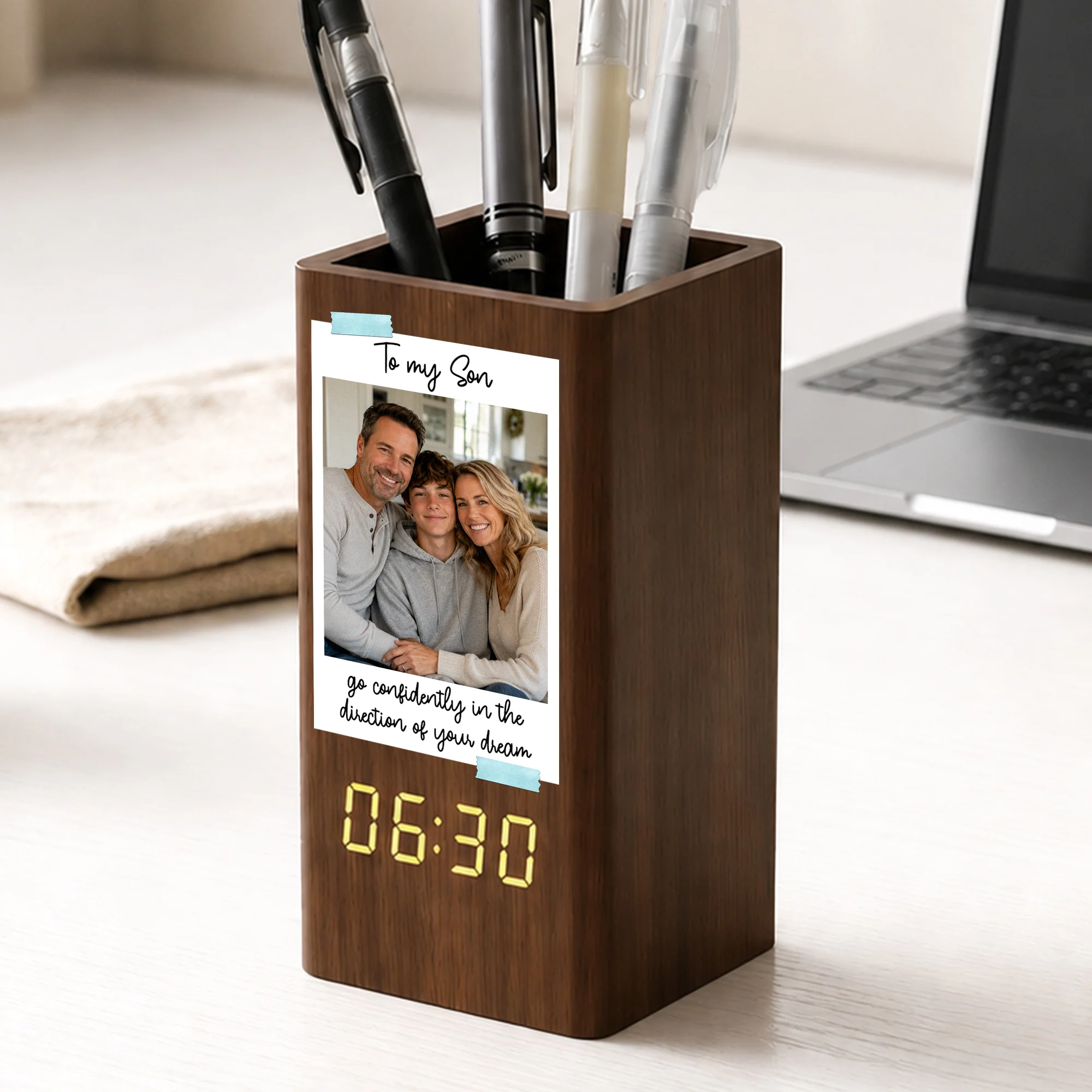 Believe In Yourself As Much As I Believe In You - Personalized Pen Holder With Clock