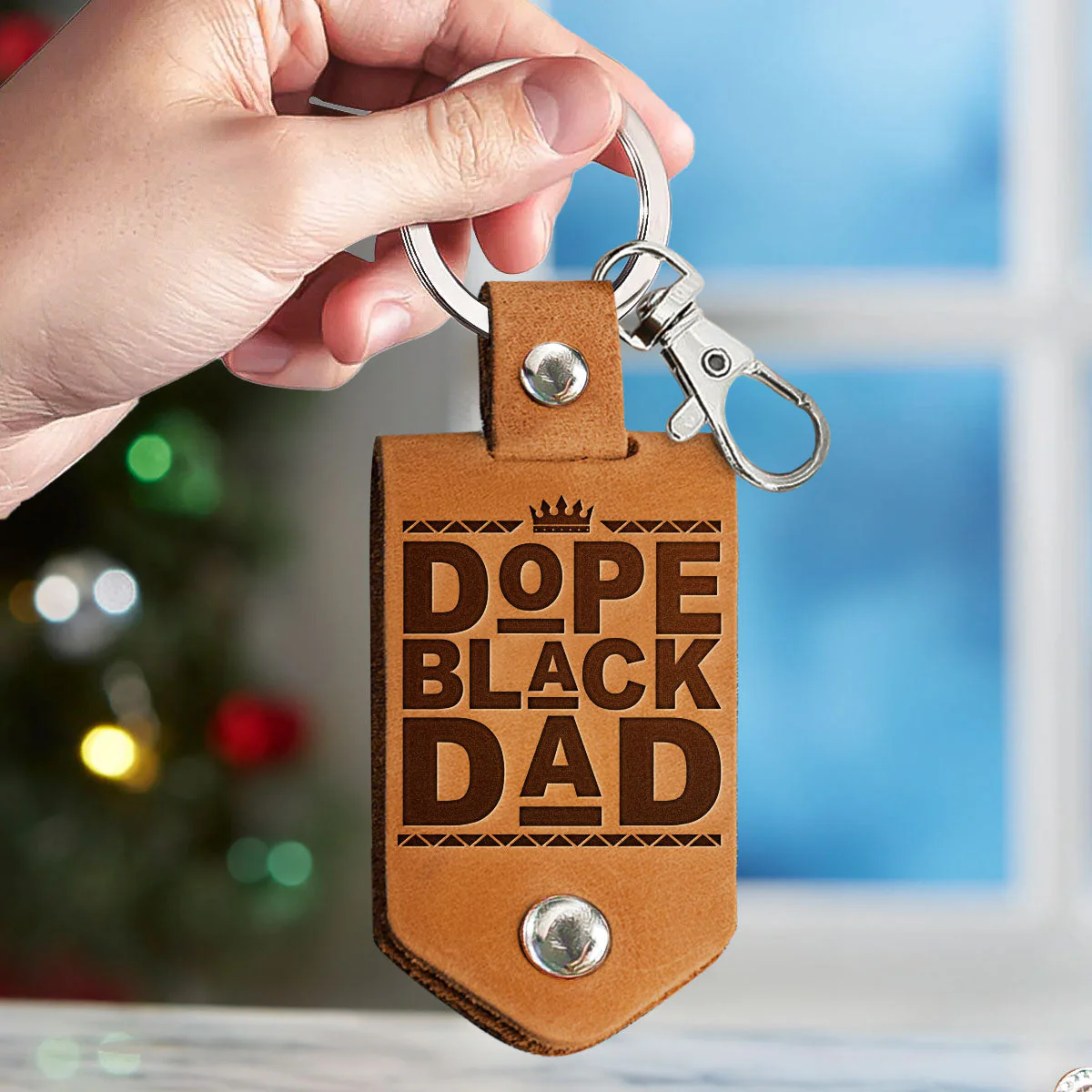 Best #1 Dad - Personalized Leather Photo Keychain - Image 4