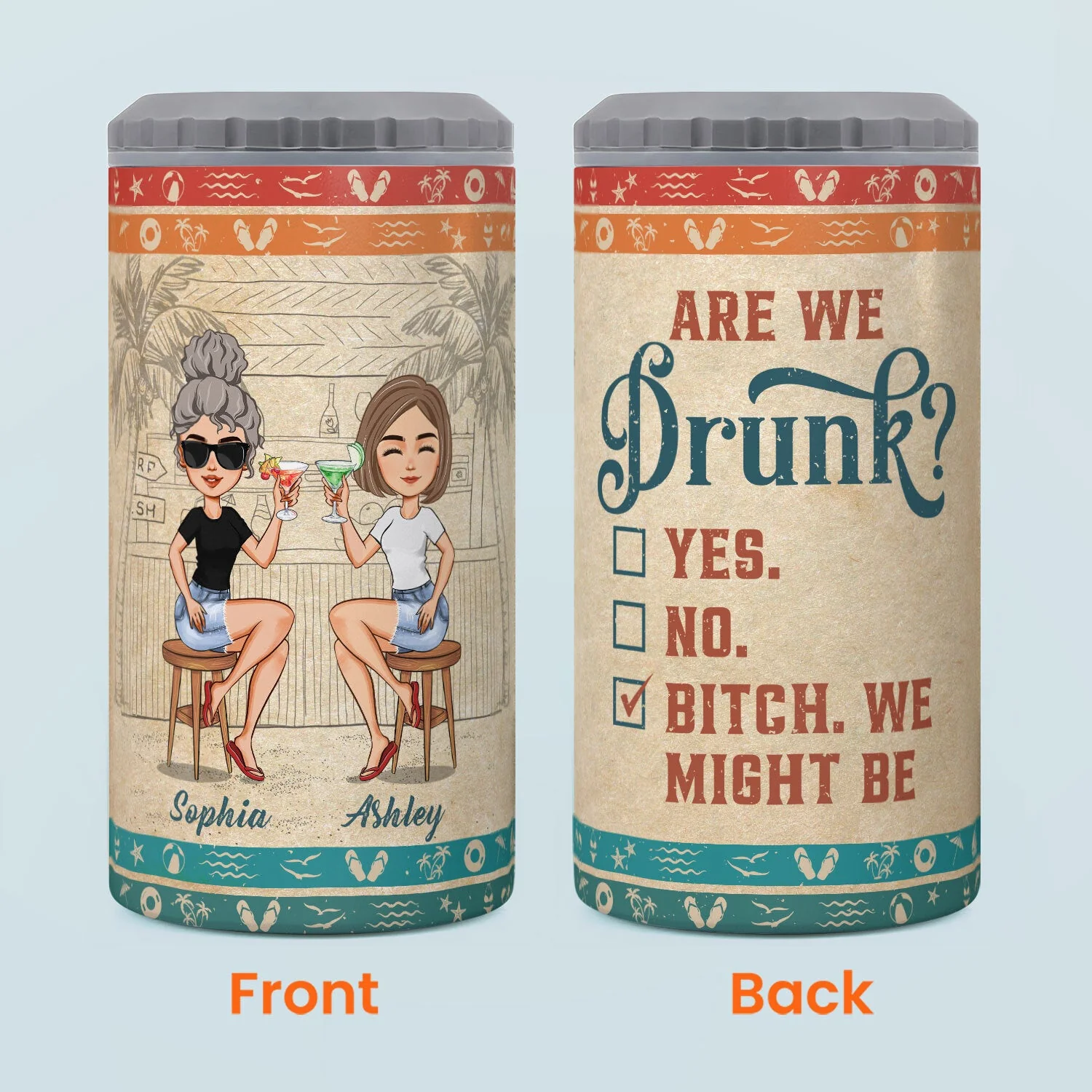 Best Bitches Bonding Over Alcohol - Personalized Can Cooler - Image 2