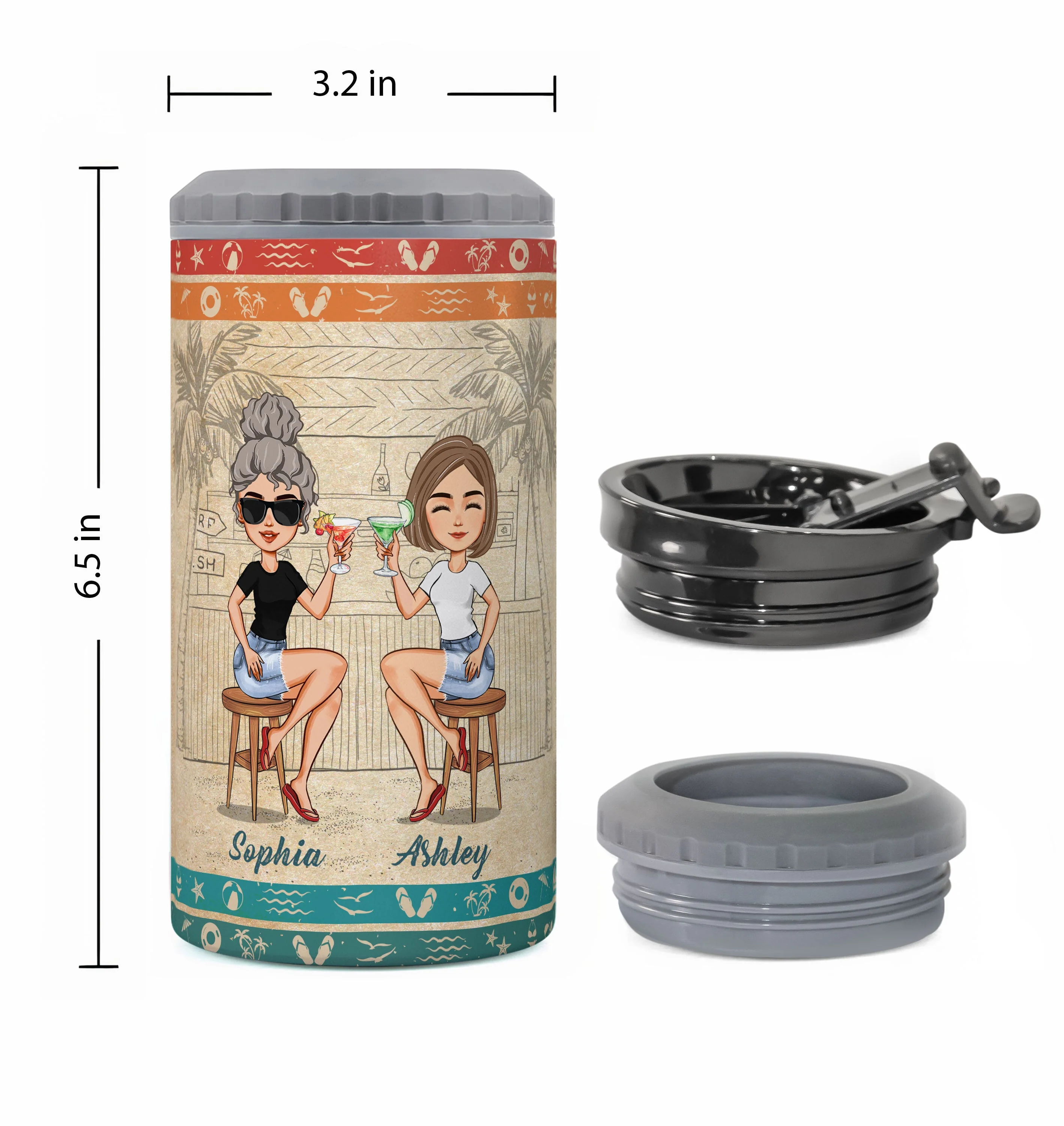 Best Bitches Bonding Over Alcohol - Personalized Can Cooler - Image 3