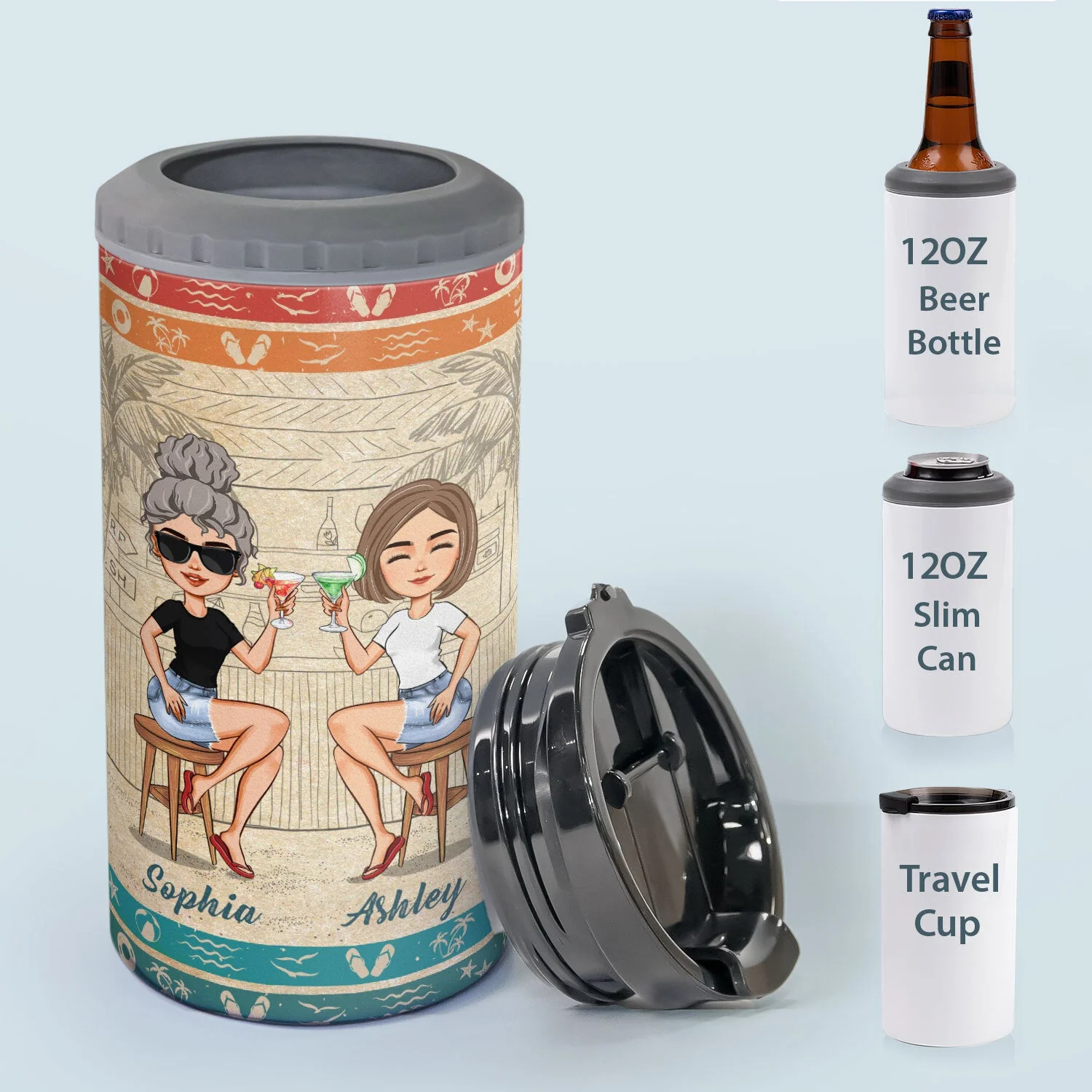Best Bitches Bonding Over Alcohol - Personalized Can Cooler - Image 4