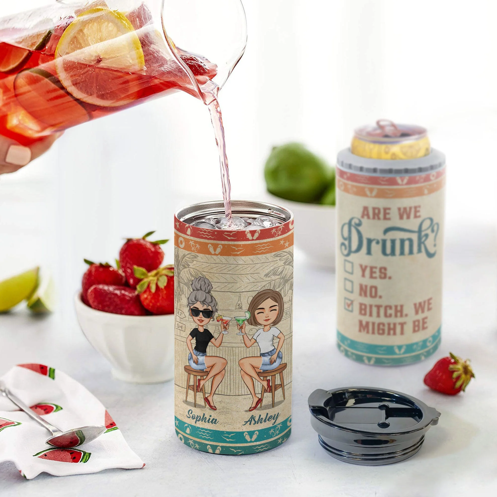 Best Bitches Bonding Over Alcohol - Personalized Can Cooler - Image 5