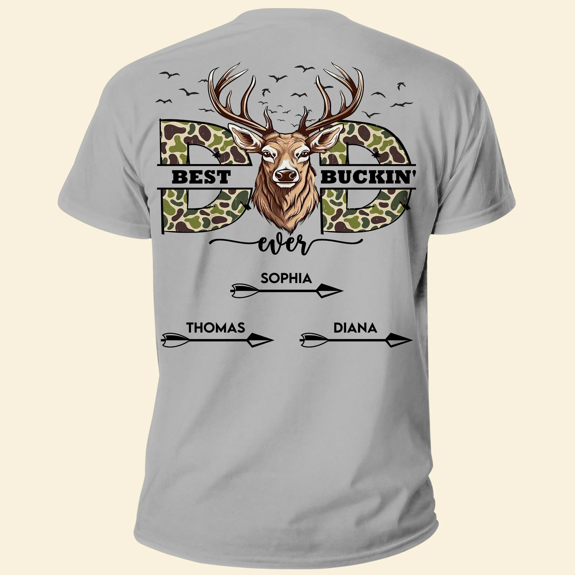 Best Buckin' Dad Ever - Personalized Back Printed Shirt - Image 2