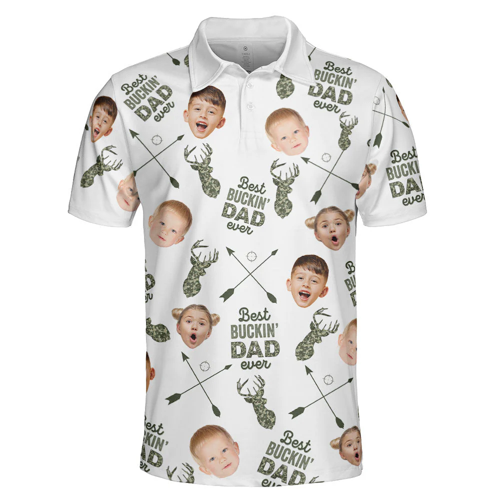 Best Buckin' Dad Ever - Personalized Photo Polo Shirt - Image 4
