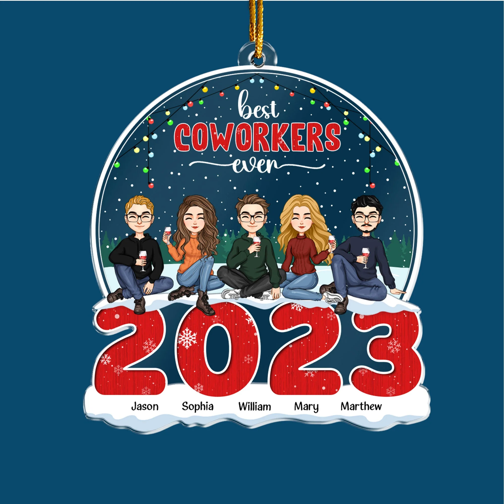 Best Coworkers Ever - Personalized 2023 Shaped Acrylic Ornament - Image 4