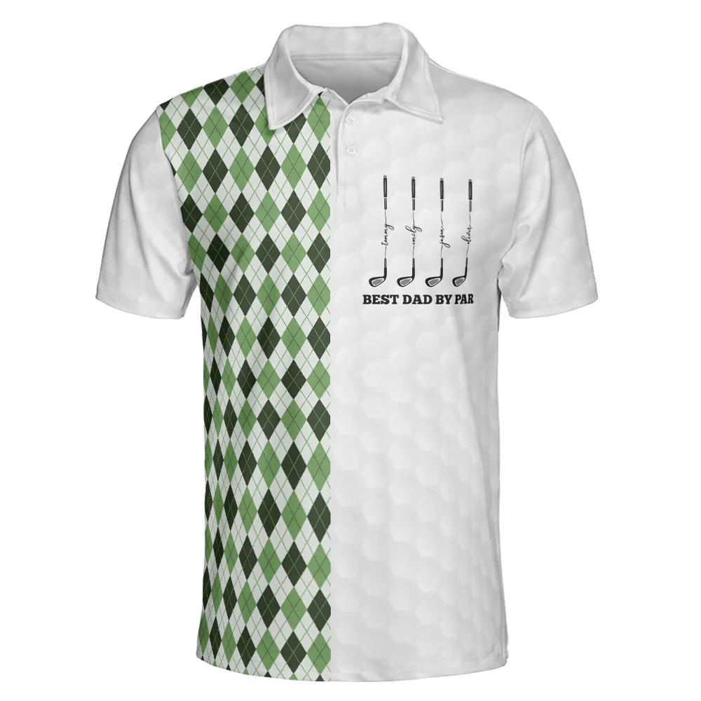 Best Dad By Par, Best Grandpa By Par, Father's Day Gift For Dad, Grandpa - Personalized Polo Shirt - Image 3