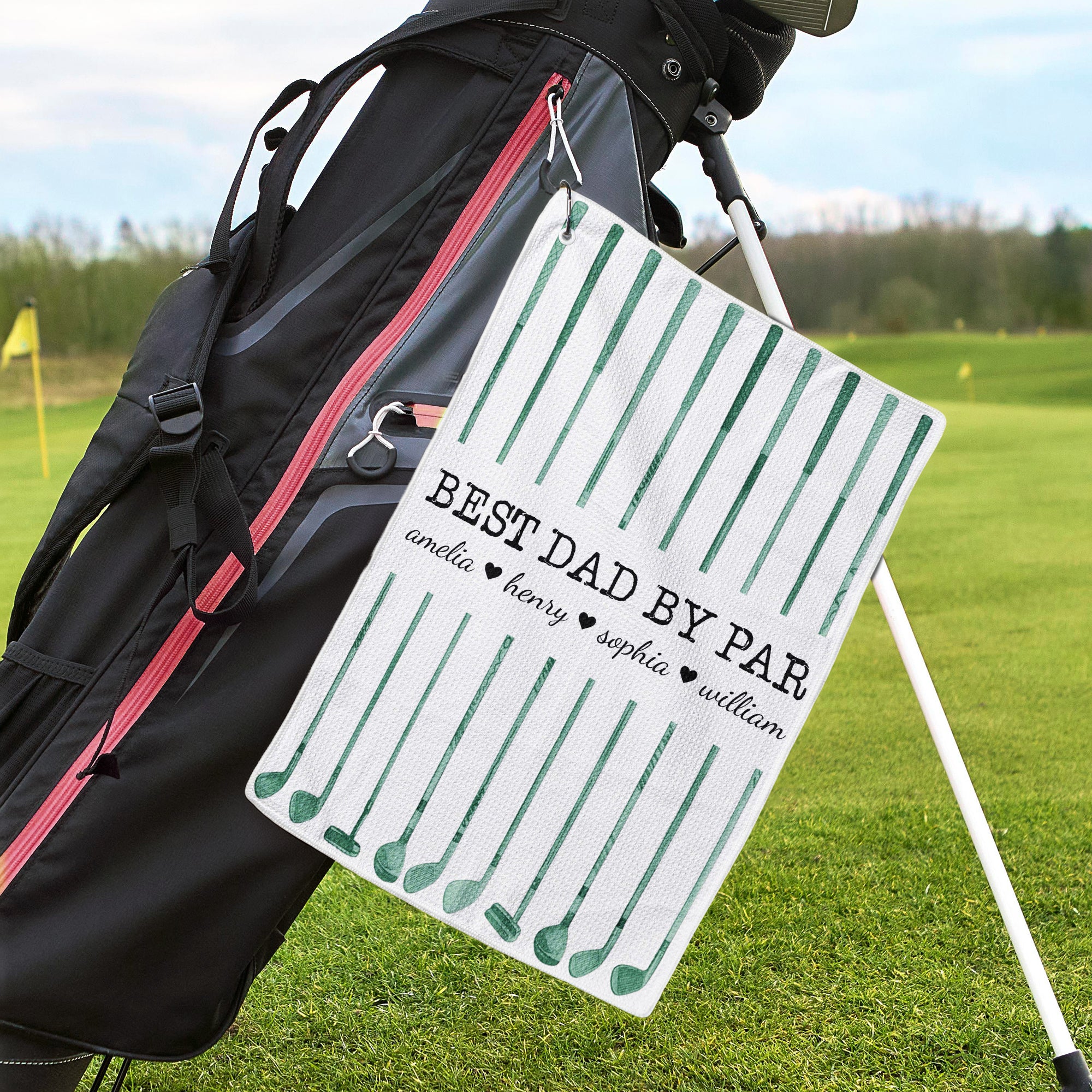 Best Dad By Par Custom Name Golf Dad Father's Day Gift - Personalized Golf Towel - Image 3