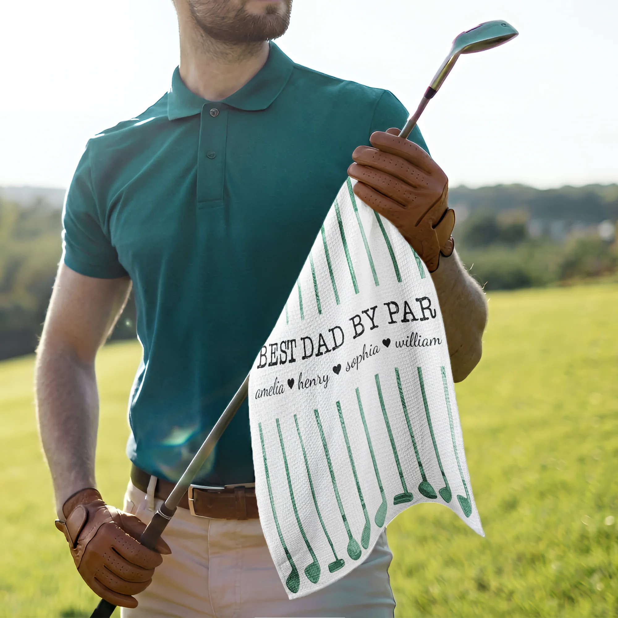 Best Dad By Par Custom Name Golf Dad Father's Day Gift - Personalized Golf Towel - Image 4