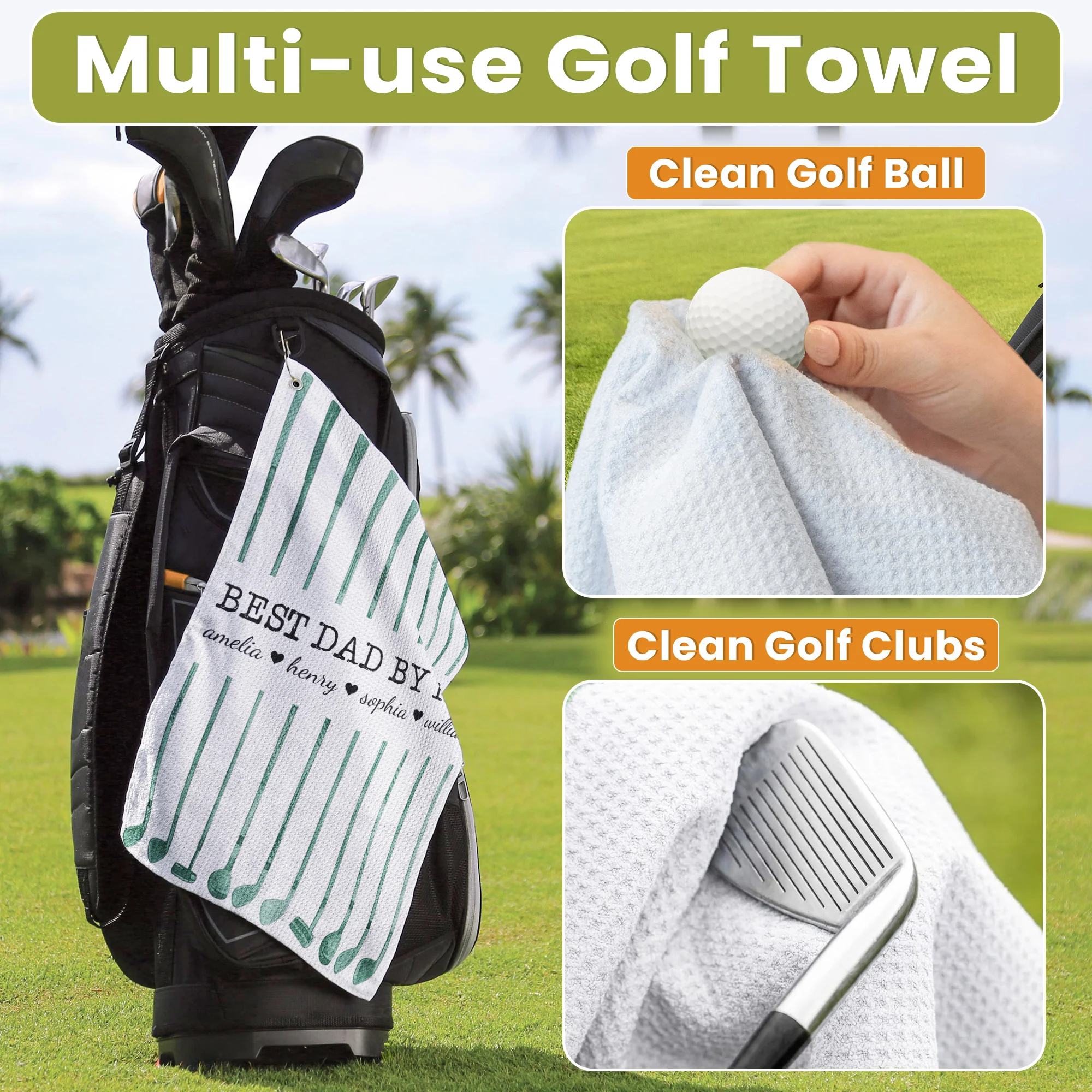 Best Dad By Par Custom Name Golf Dad Father's Day Gift - Personalized Golf Towel - Image 5