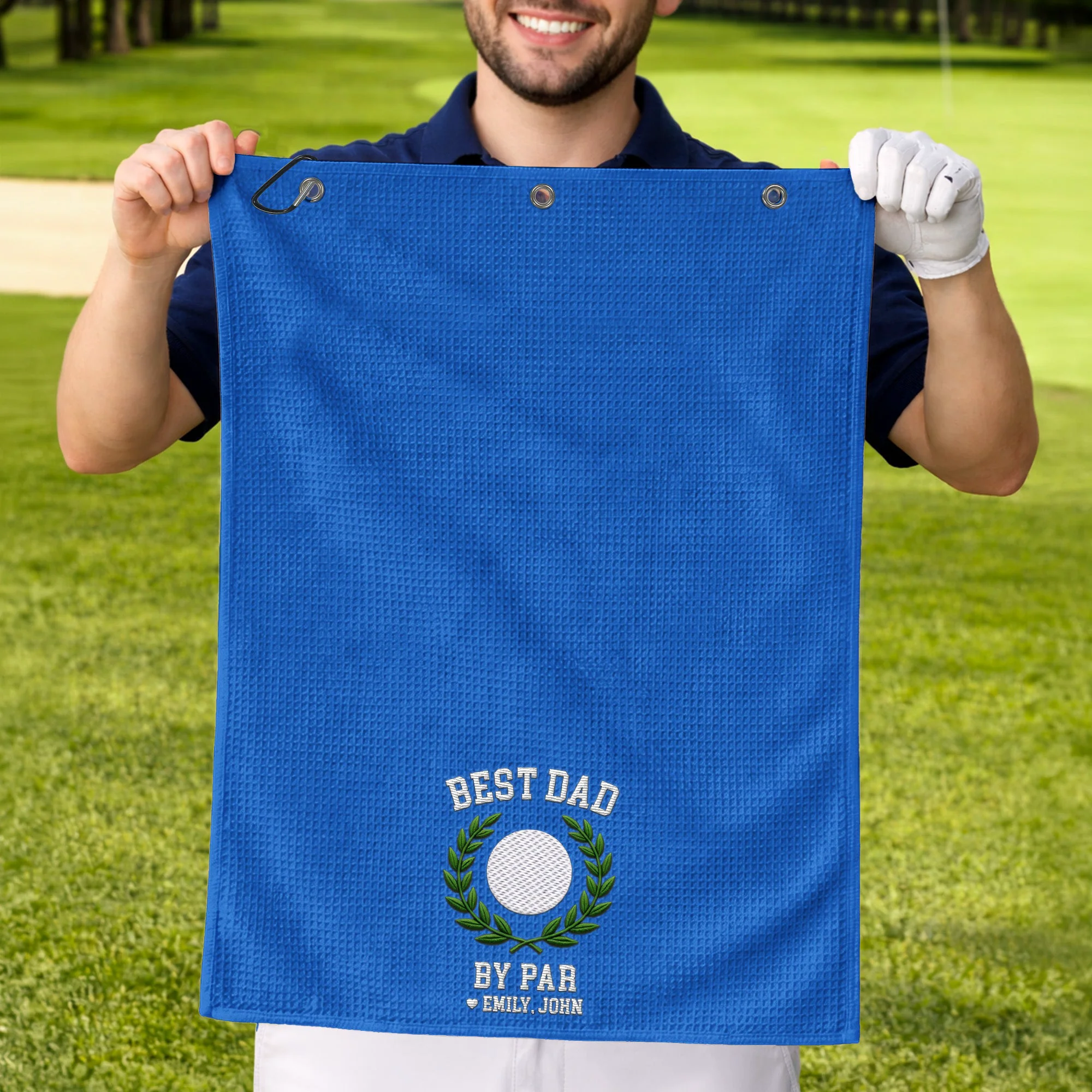 Best Dad By Par - Personalized Golf Towel - Image 2