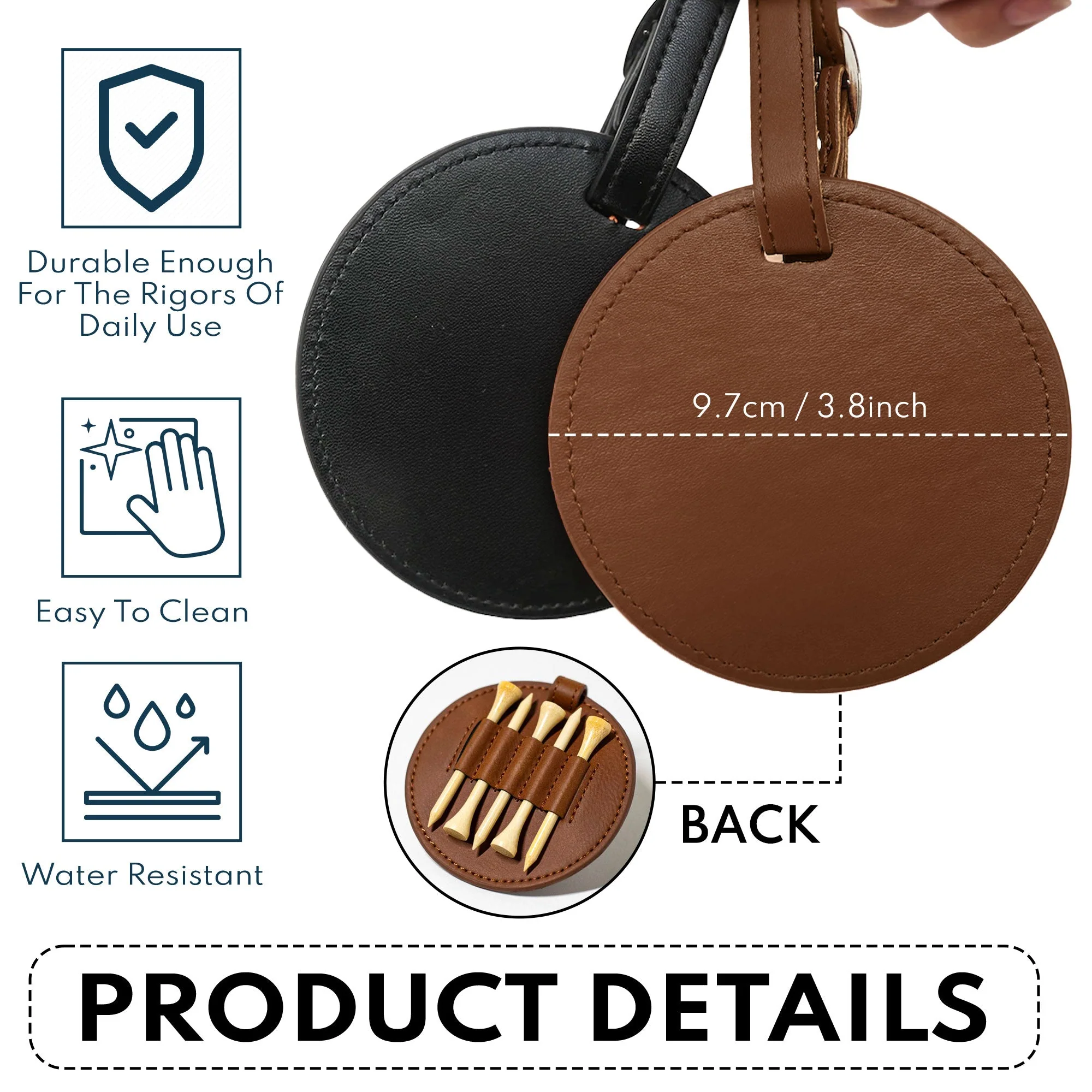 Best Dad By Par - Personalized Leather Golf Bag Tag - Image 5