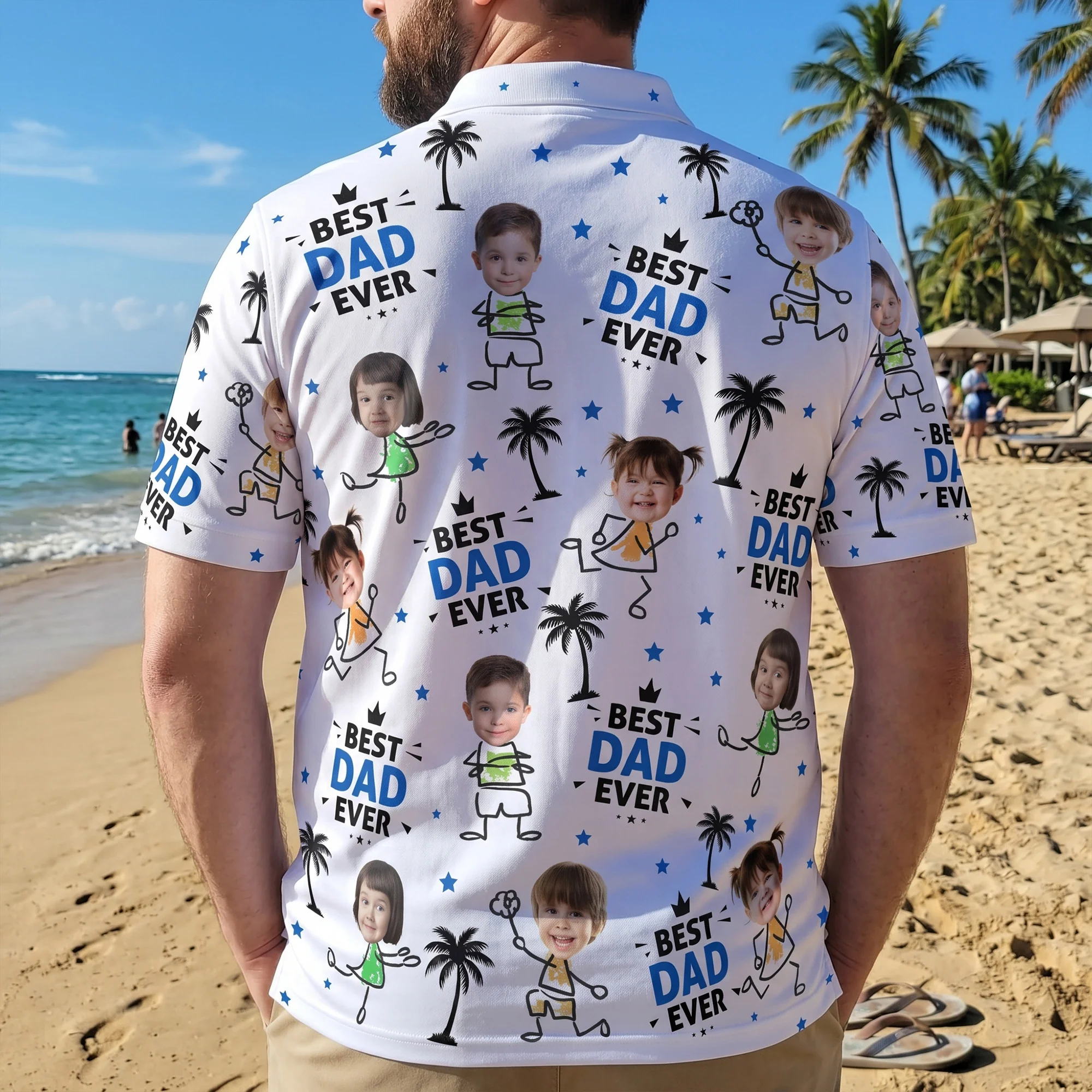 Best Dad Ever Custom Cute Kid Face Father's Day Gift For Dad, Husband, Grandpa - Personalized Polo Shirt - Image 2