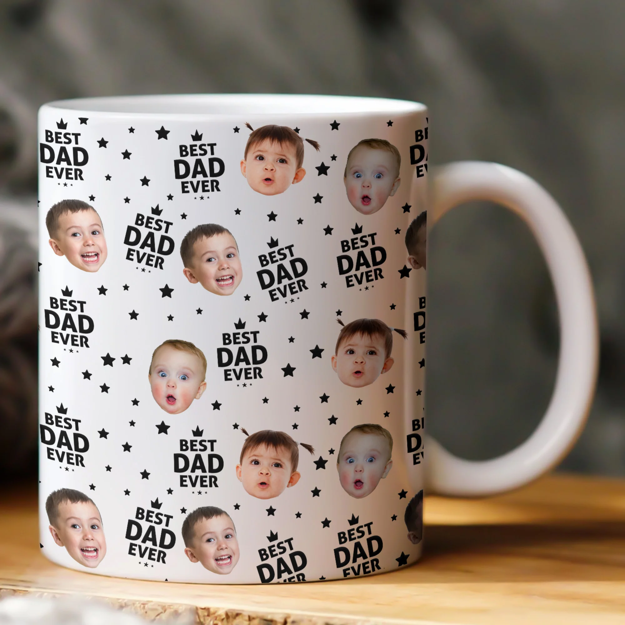 Best Dad Ever Custom Funny Kid Face Father's Day Gift For Dad, Husband, Grandpa - Personalized Mug