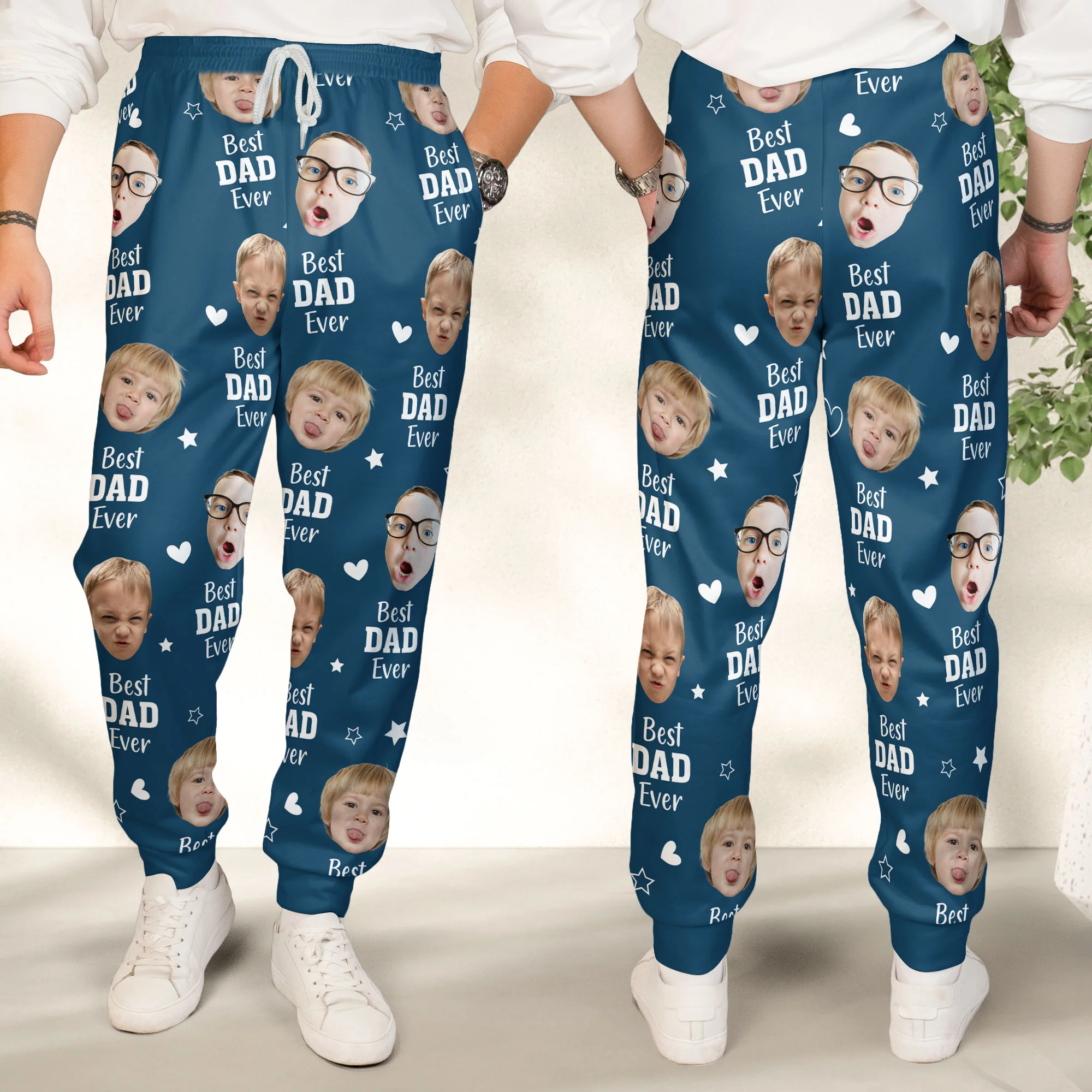 Best Dad Ever Custom Kids Faces - Personalized Photo Sweatpants - Image 4