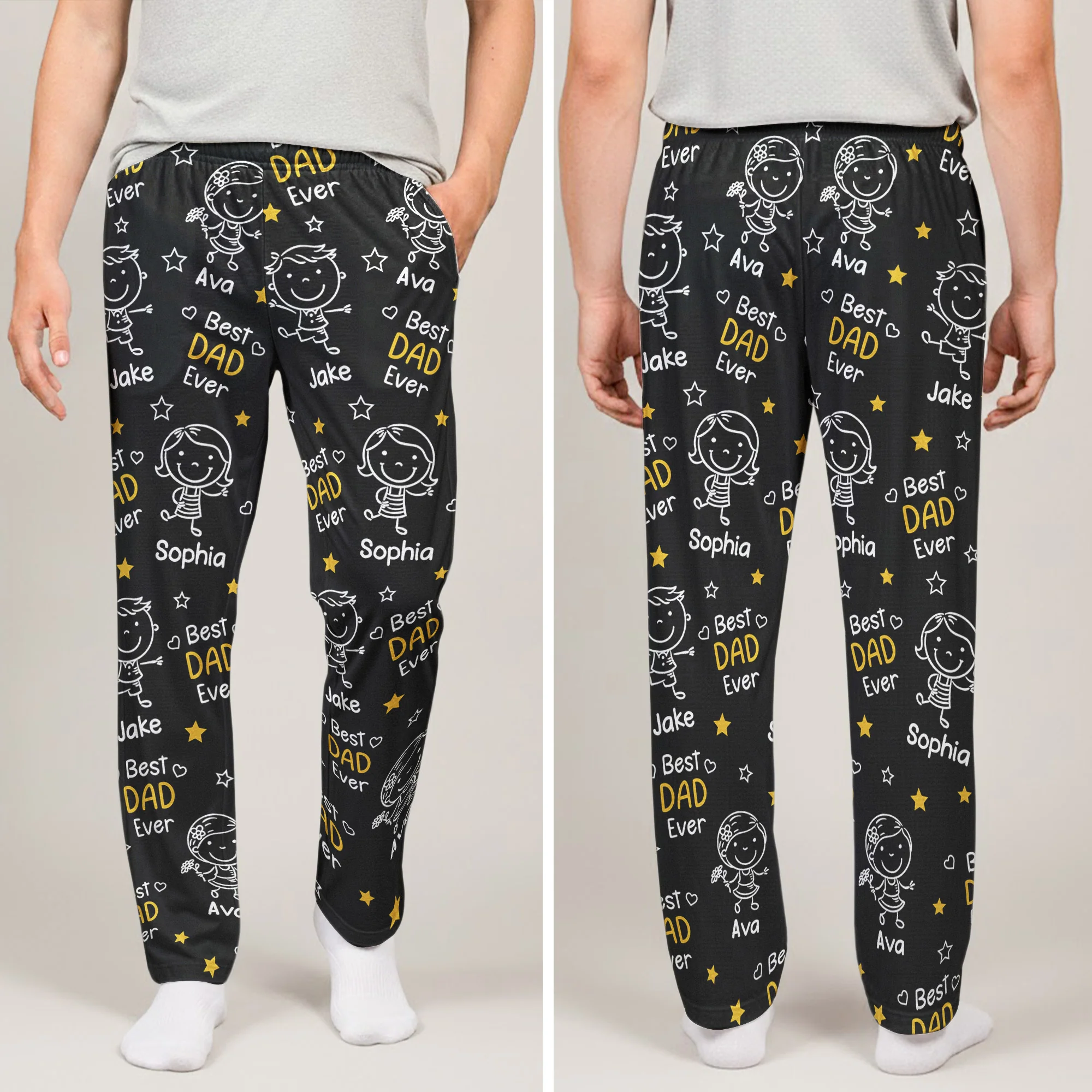 Best Dad Ever Custom Kids Pet - Personalized Lounge Pants - Image 2