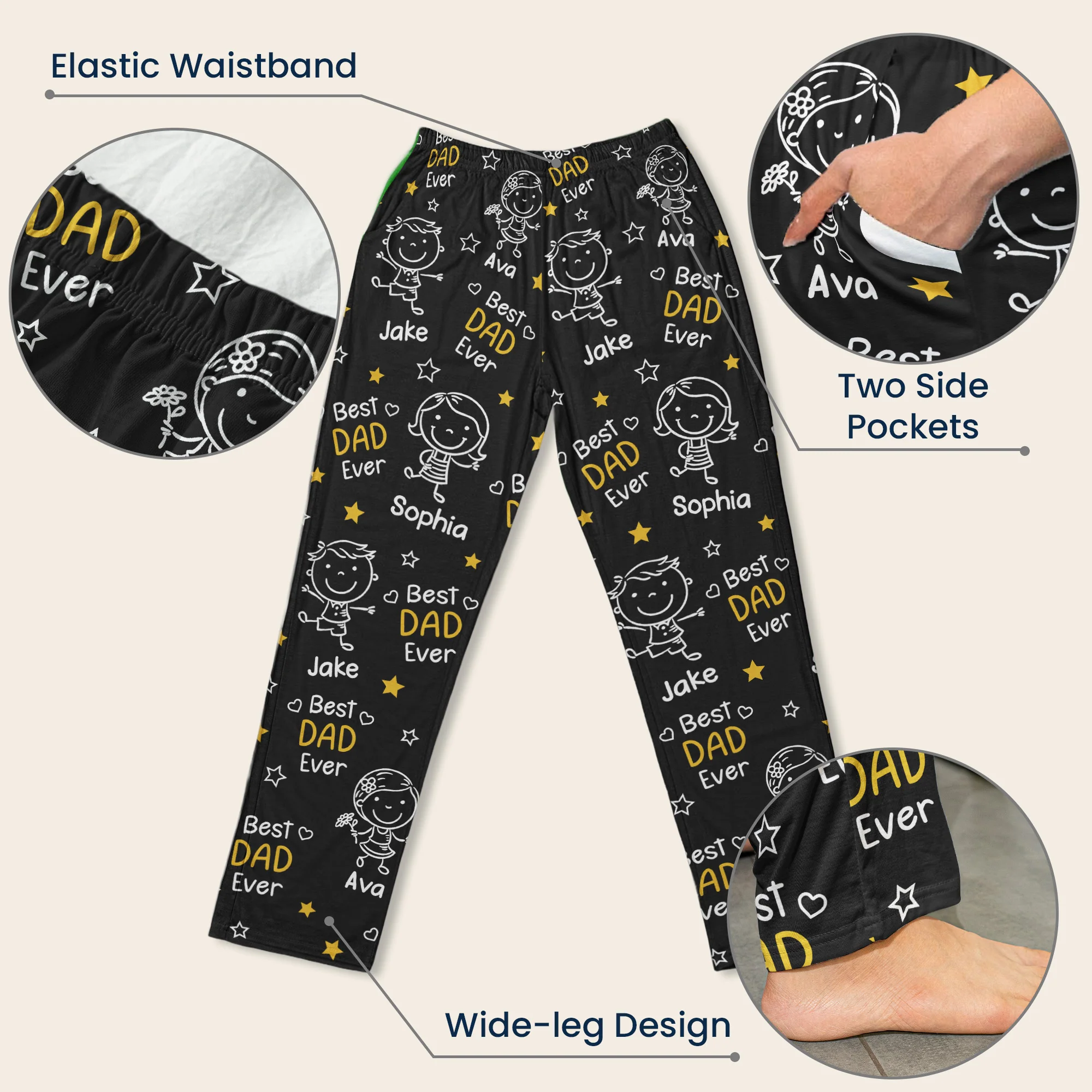 Best Dad Ever Custom Kids Pet - Personalized Lounge Pants - Image 4