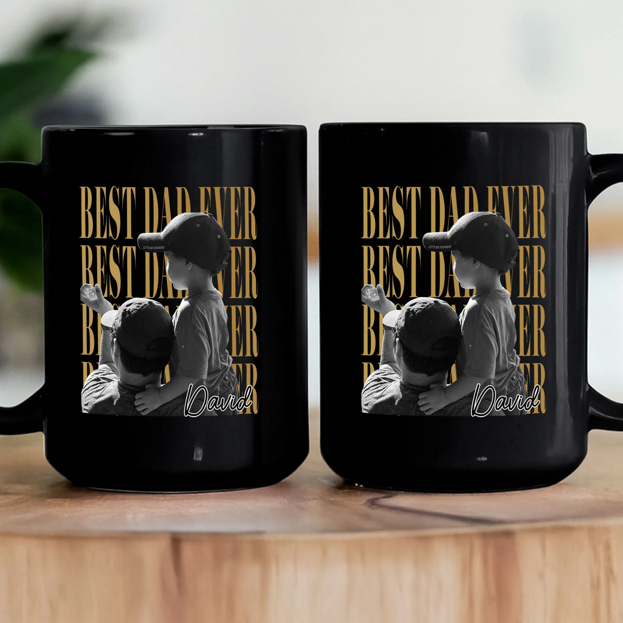 Best Dad Ever Custom Vintage Photo - Personalized Mug - Image 3