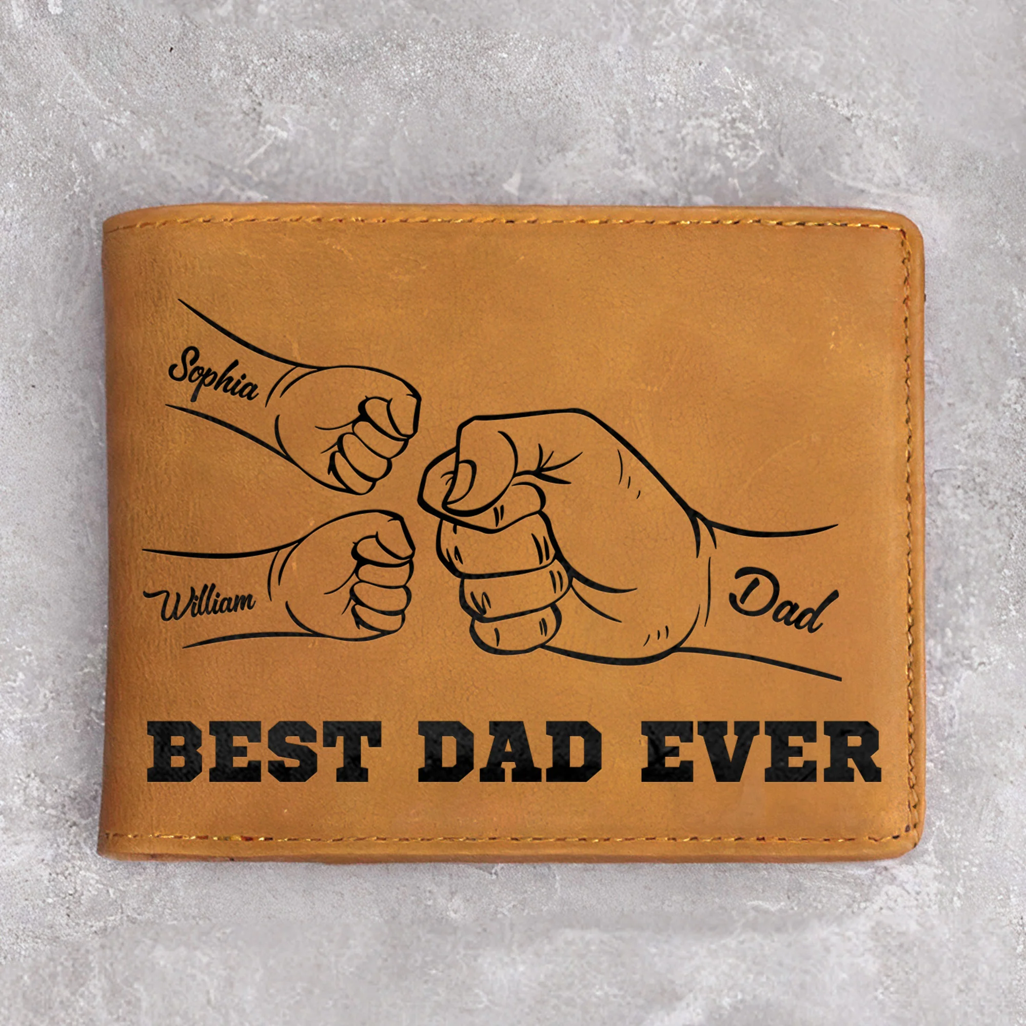Best Dad Ever Father's Day Gift Custom Kids' Names - Personalized Leather Wallet - Image 5