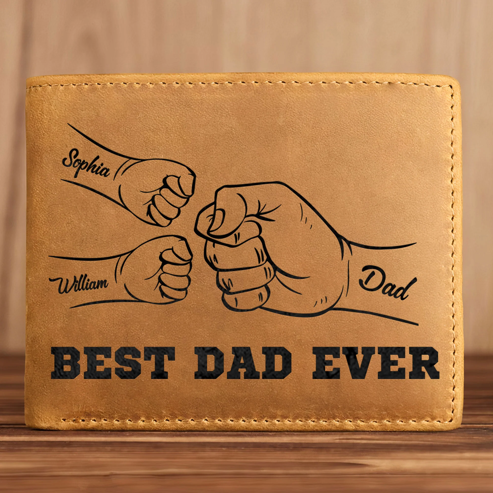 Best Dad Ever Father's Day Gift Custom Kids' Names - Personalized Leather Wallet - Image 7