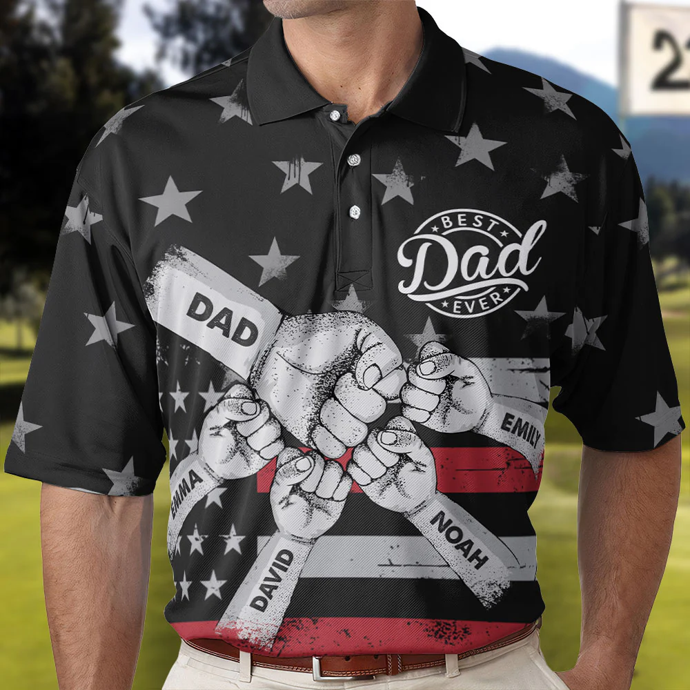 Best Dad Ever Fist Bump - Personalized Polo Shirt - Image 2